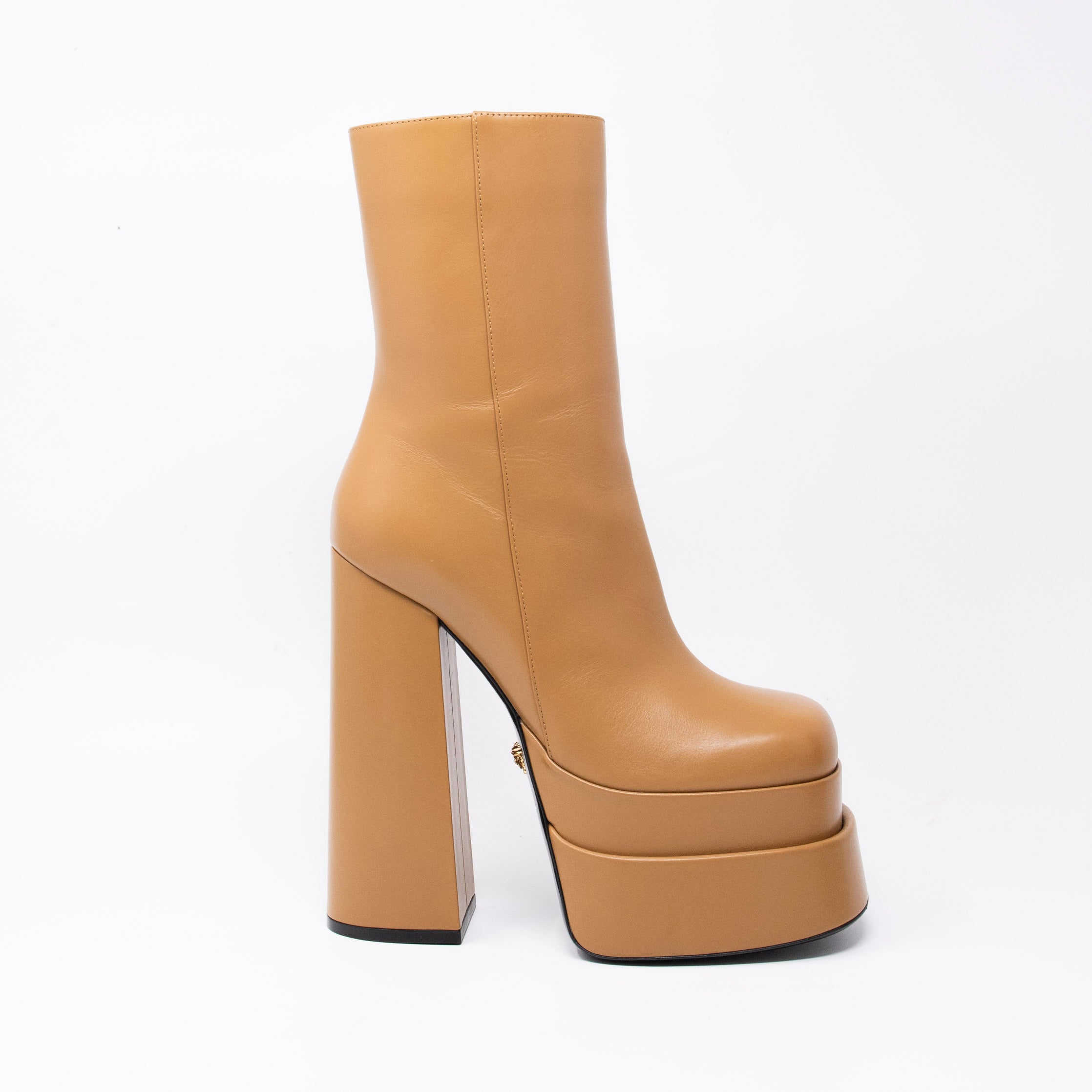 Versace Tan Aevitas Platform Boots 35.5