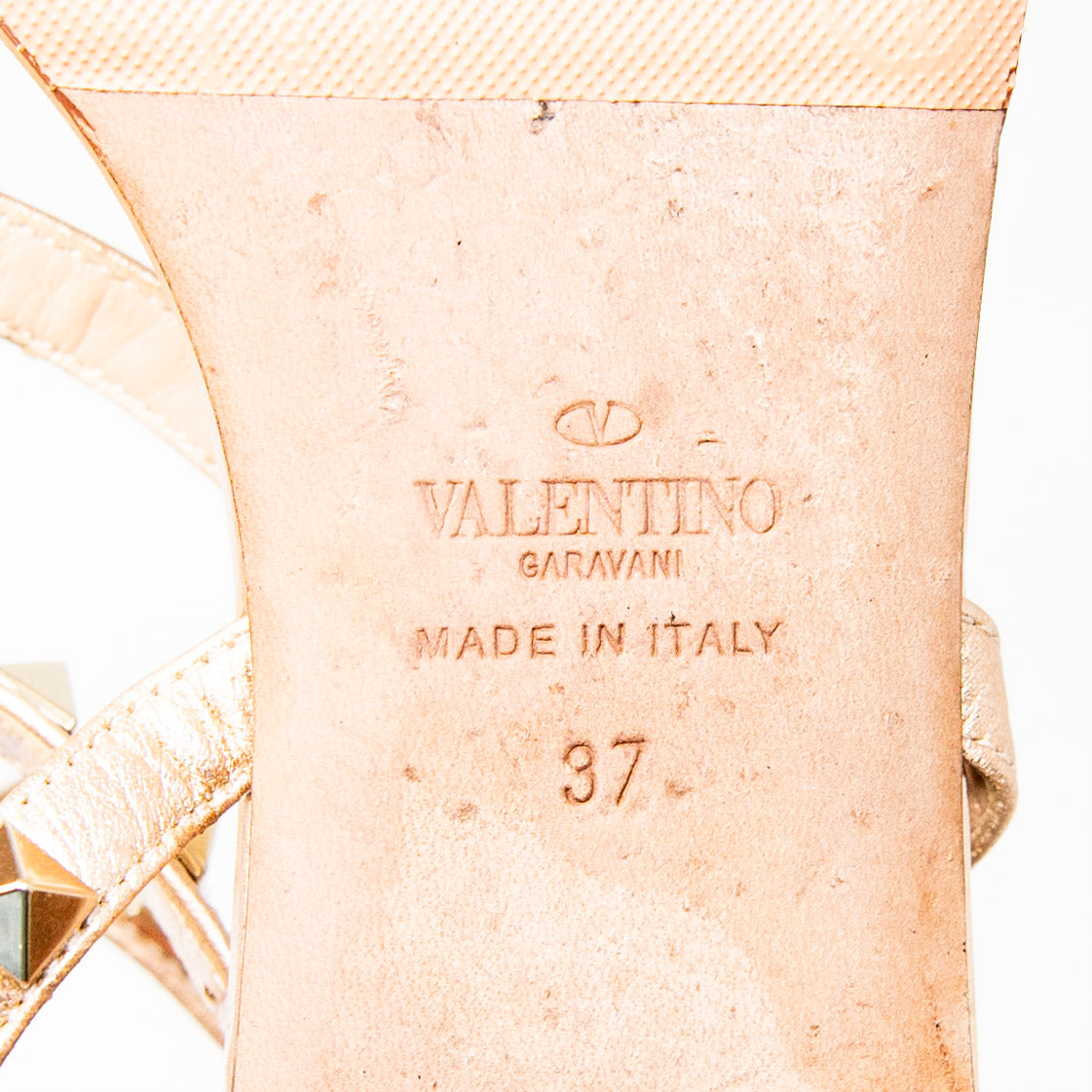 Valentino Rose Gold Rockstud Sandals 37