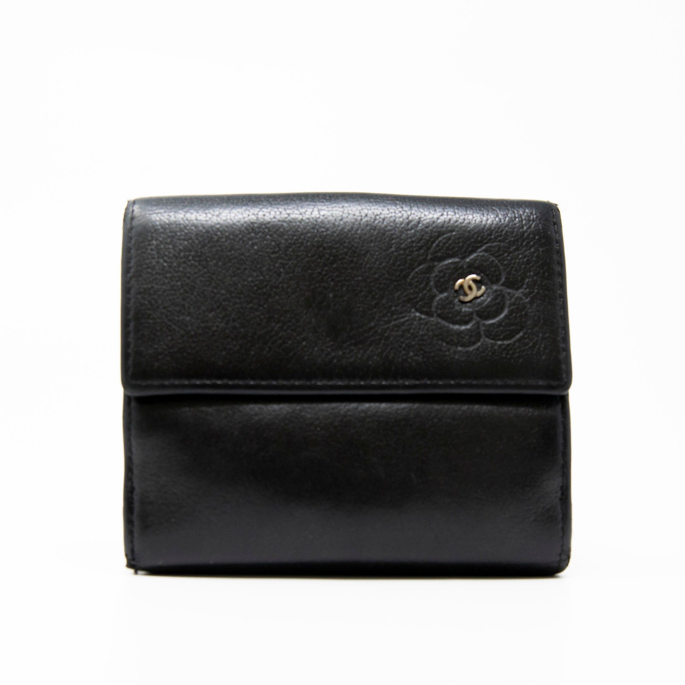 Chanel Black Camellia Compact Wallet