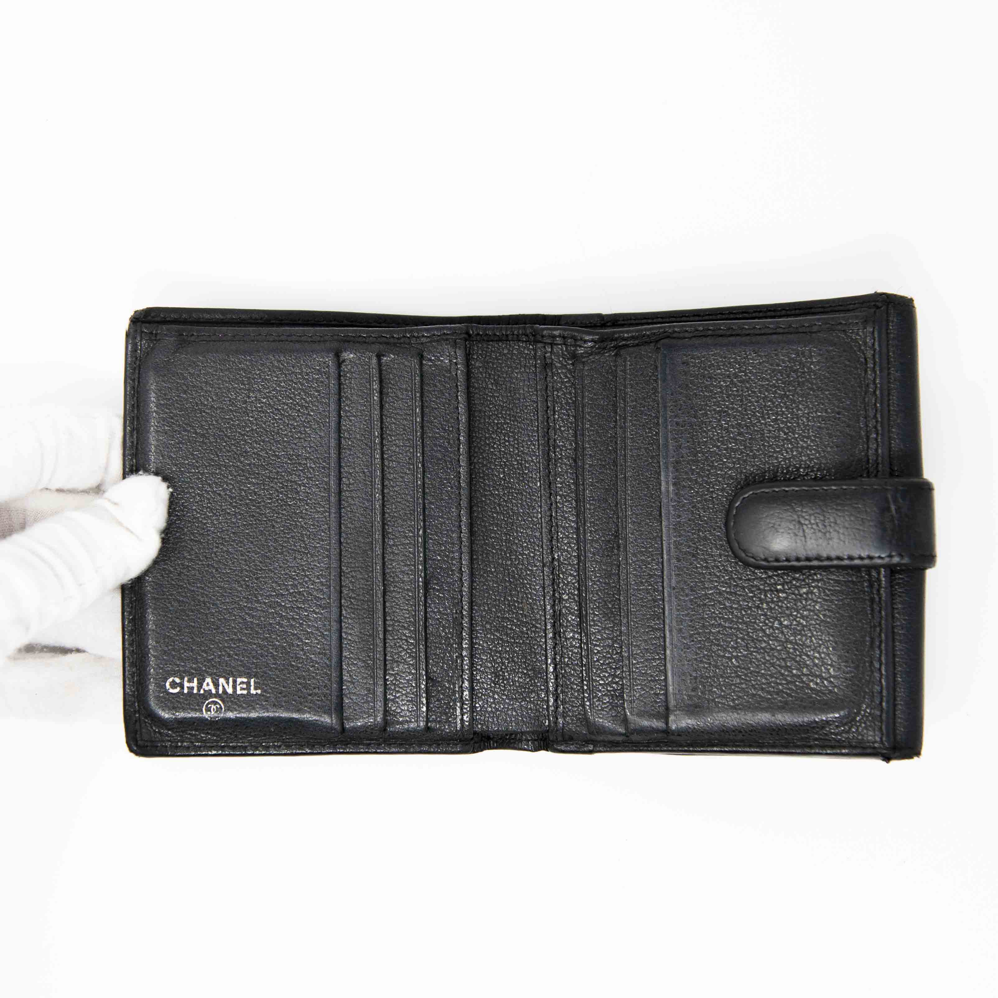 Chanel Black Camellia Compact Wallet
