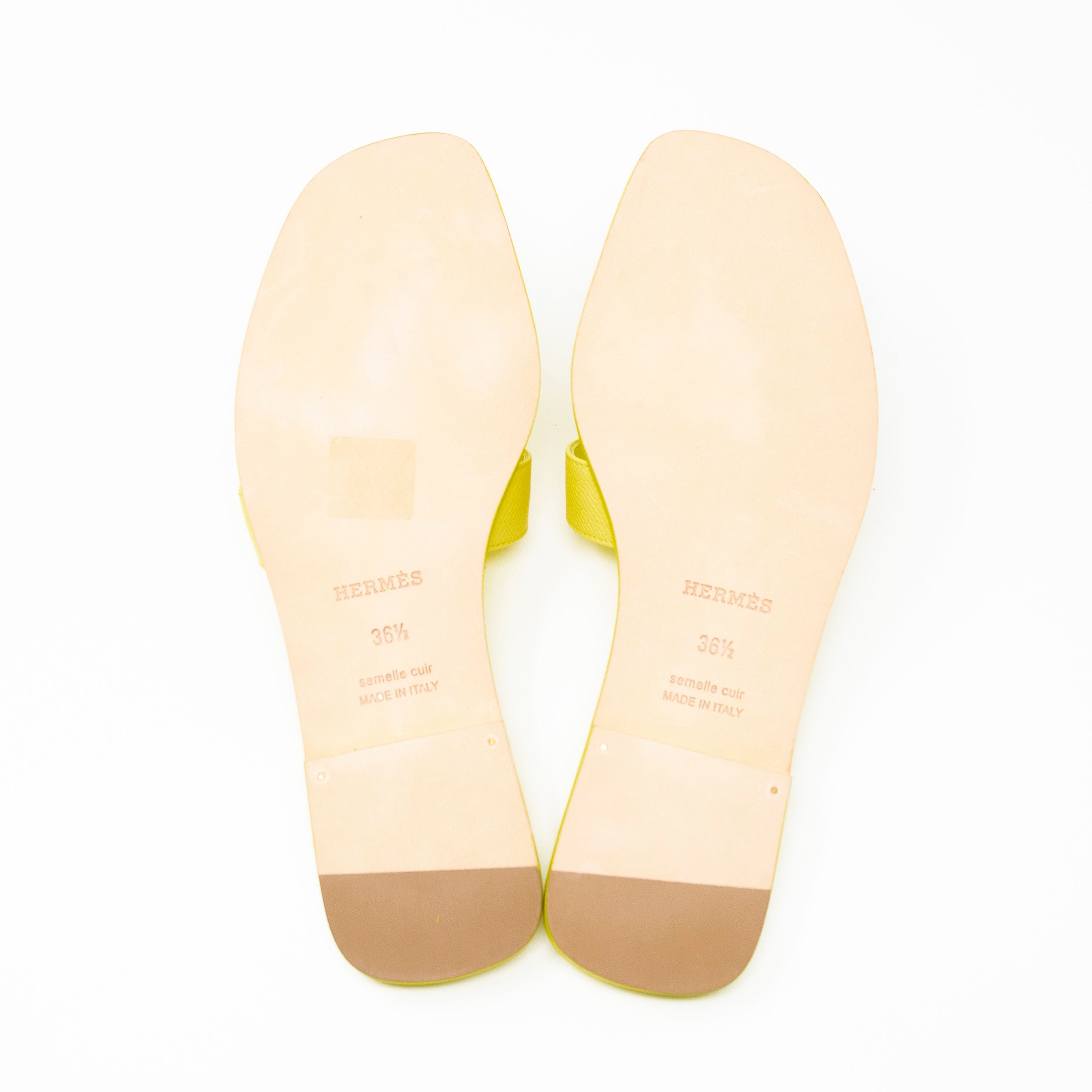 Hermes Jaune Curcuma Epsom Oran Sandals 36.5
