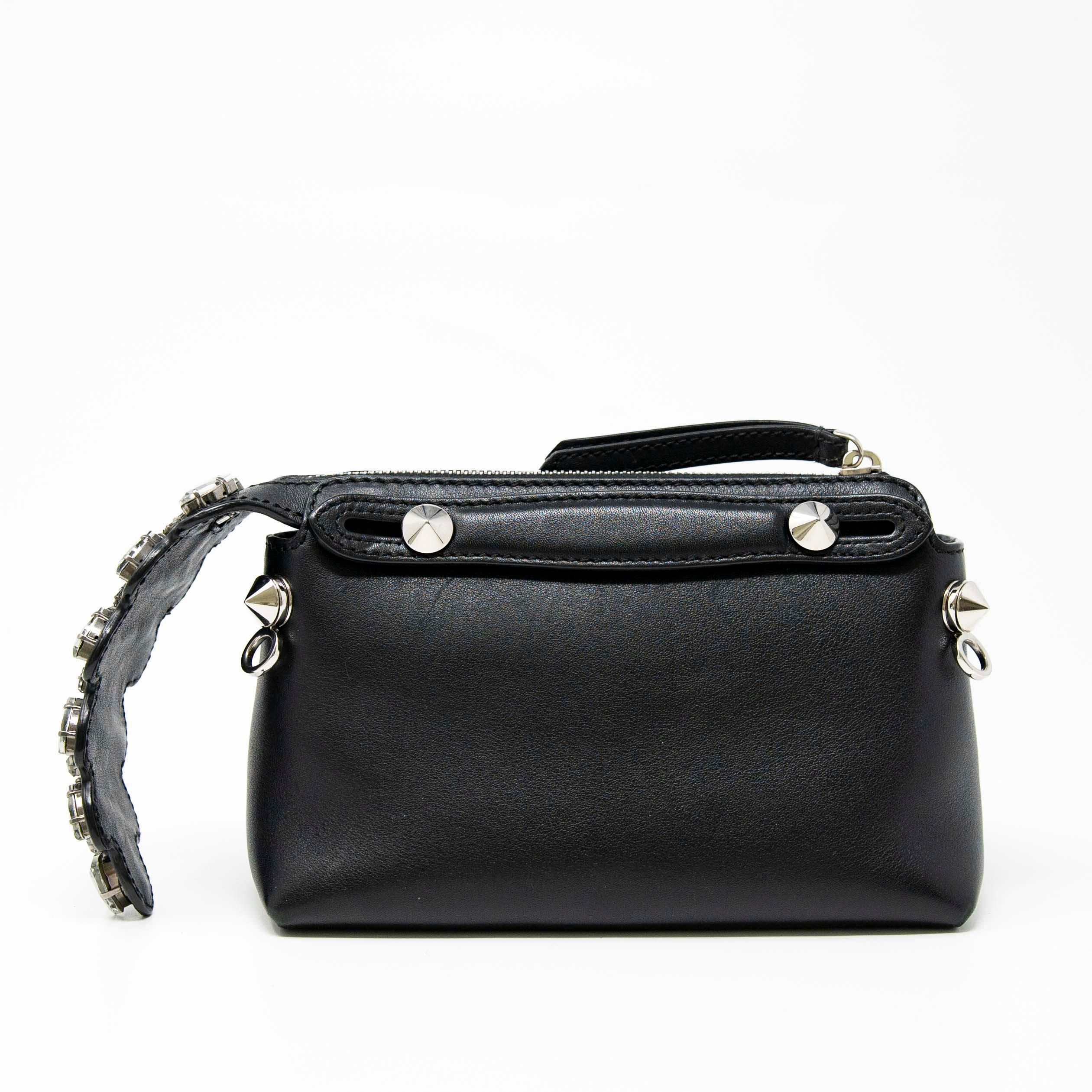 Fendi Black Mini By The Way Crystal-Croc-Tail Bag