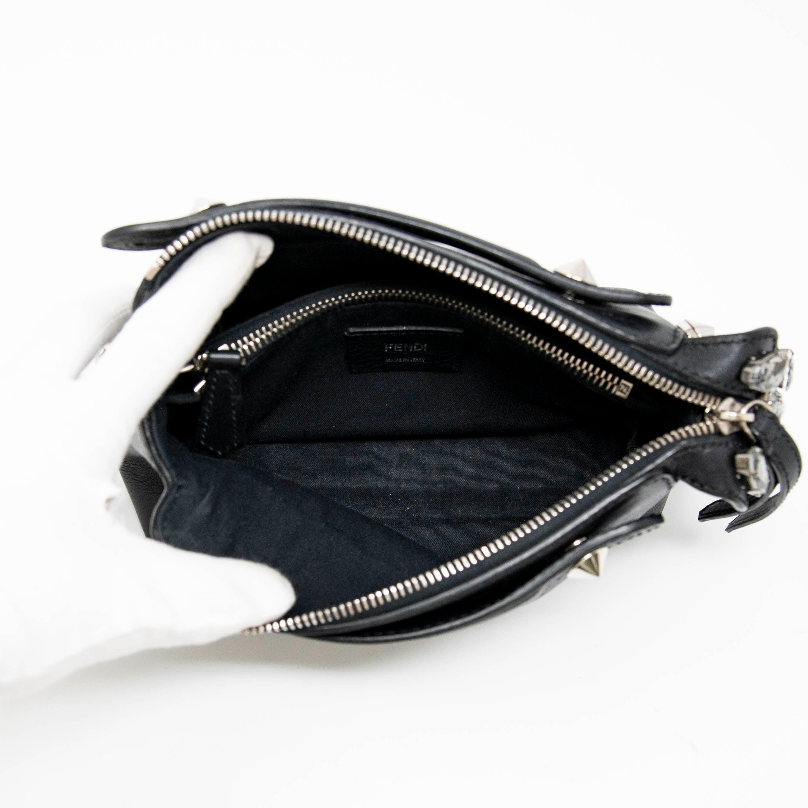 Fendi Black Mini By The Way Crystal-Croc-Tail Bag