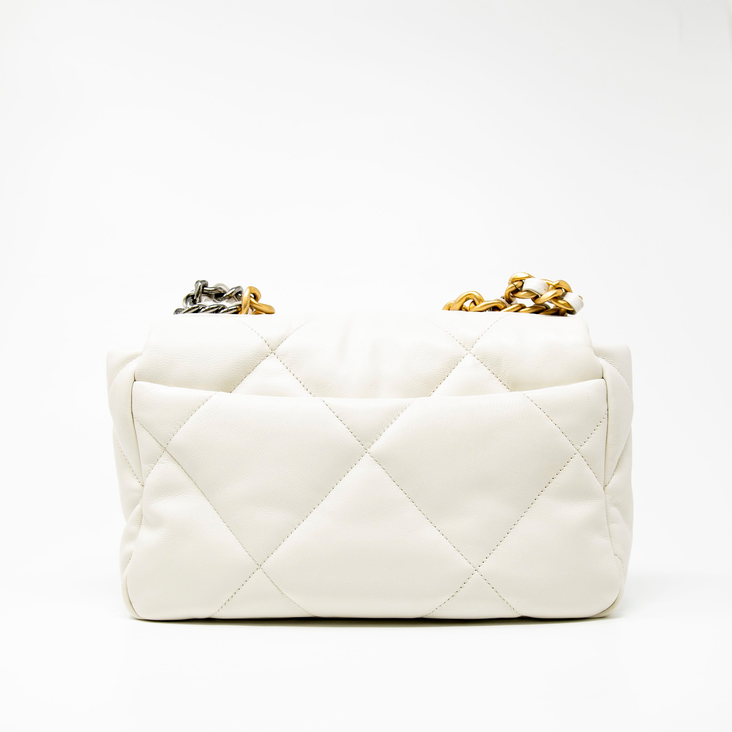 Chanel White Small 19 Flap Jadore Couture