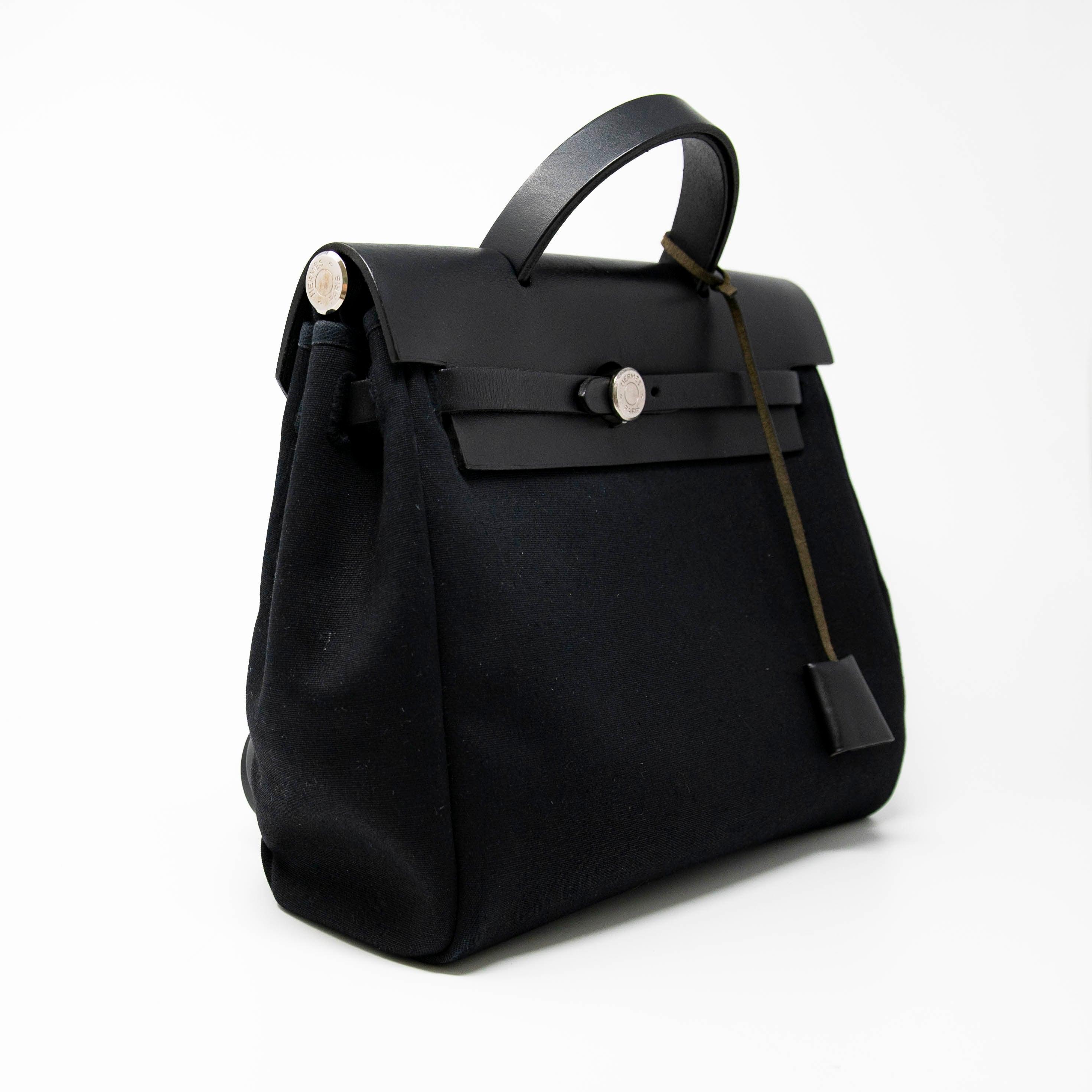 Hermes Noir Toile Herbag Backpack