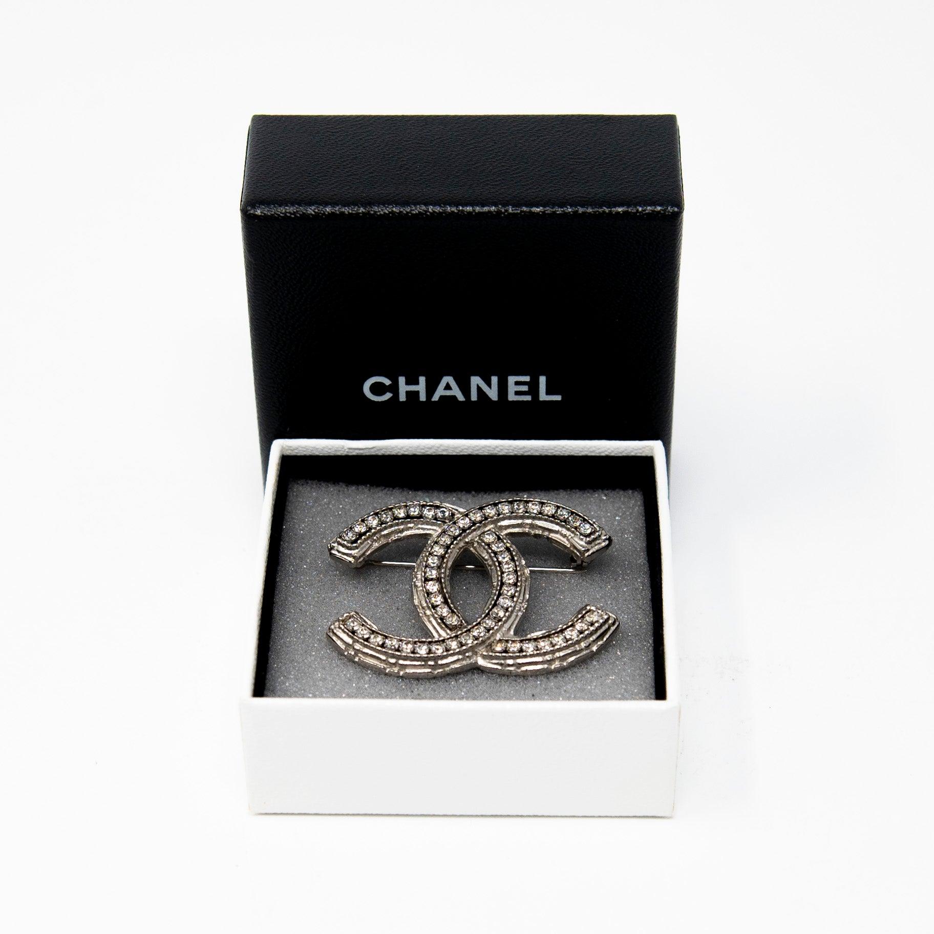 Chanel Silver Crystal Brooch