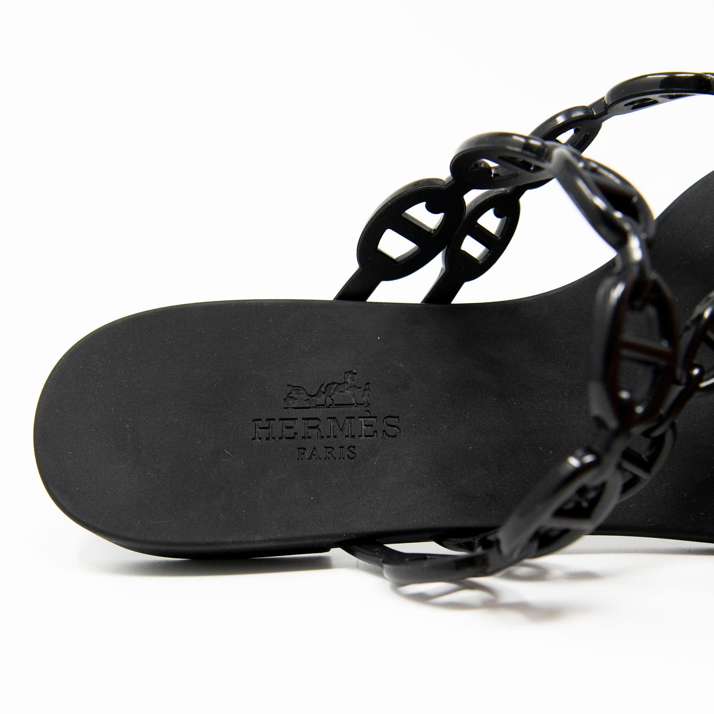 Hermes Noir Island Sandals 36