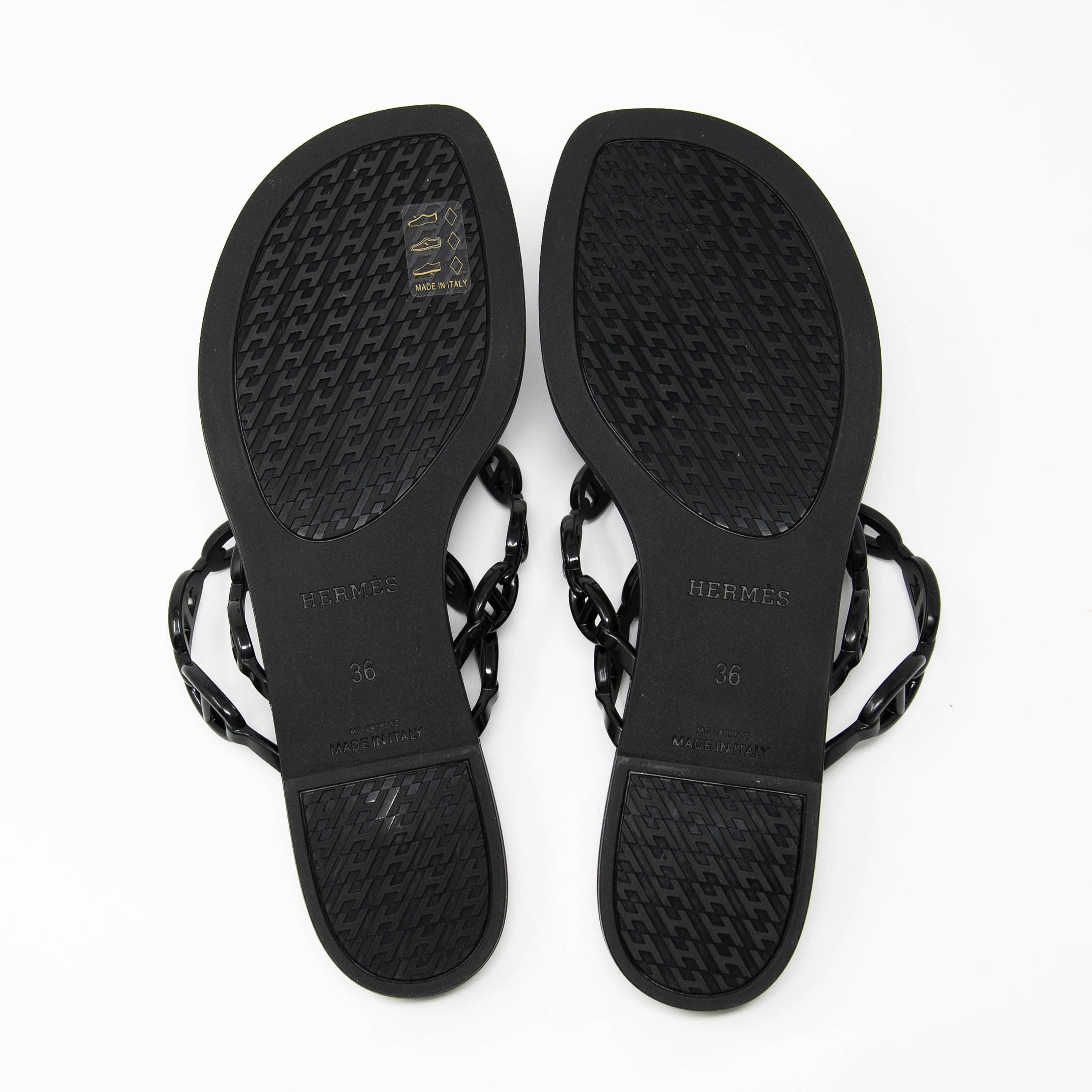 Hermes Noir Island Sandals 36