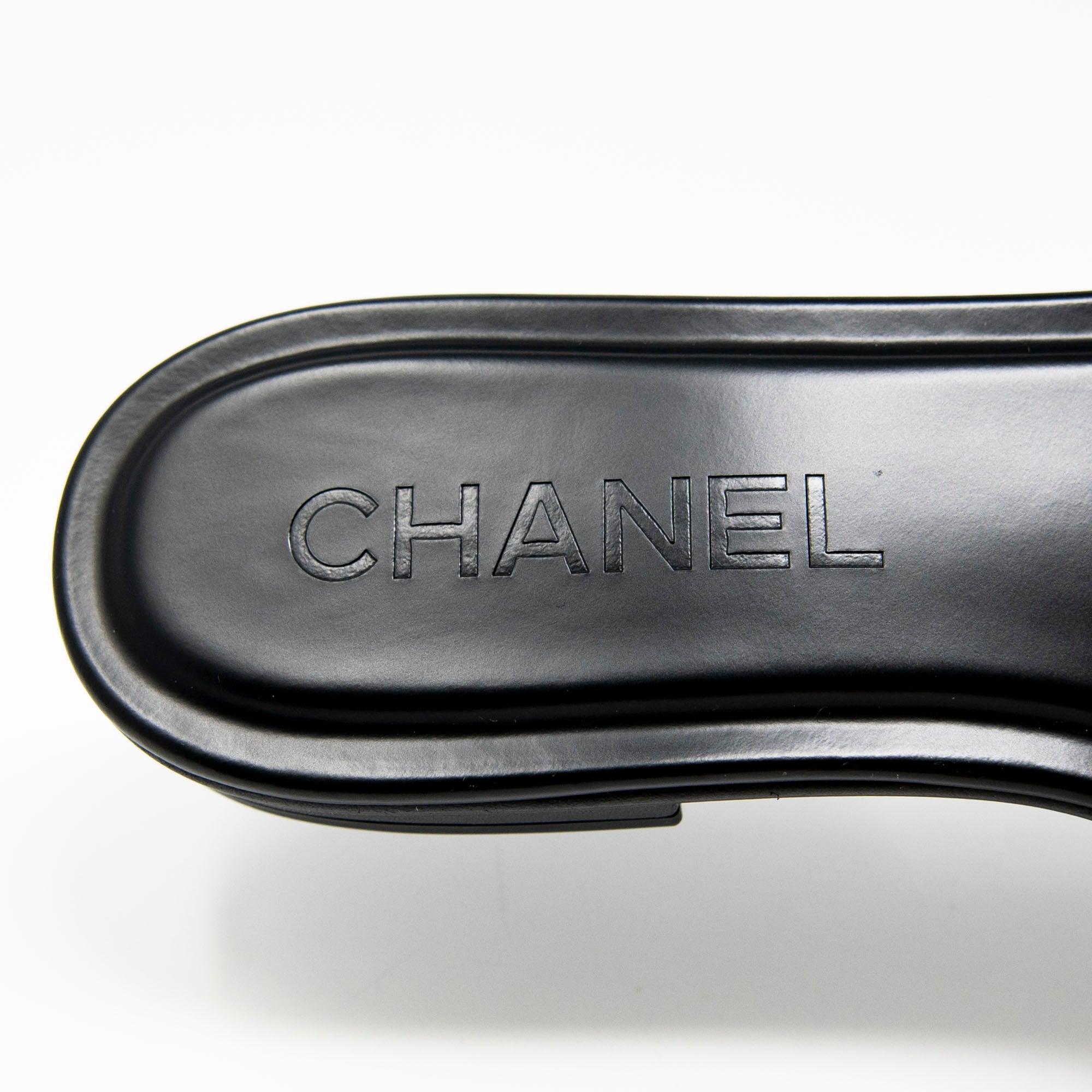 Chanel Black Chanel Logo Sandals 36