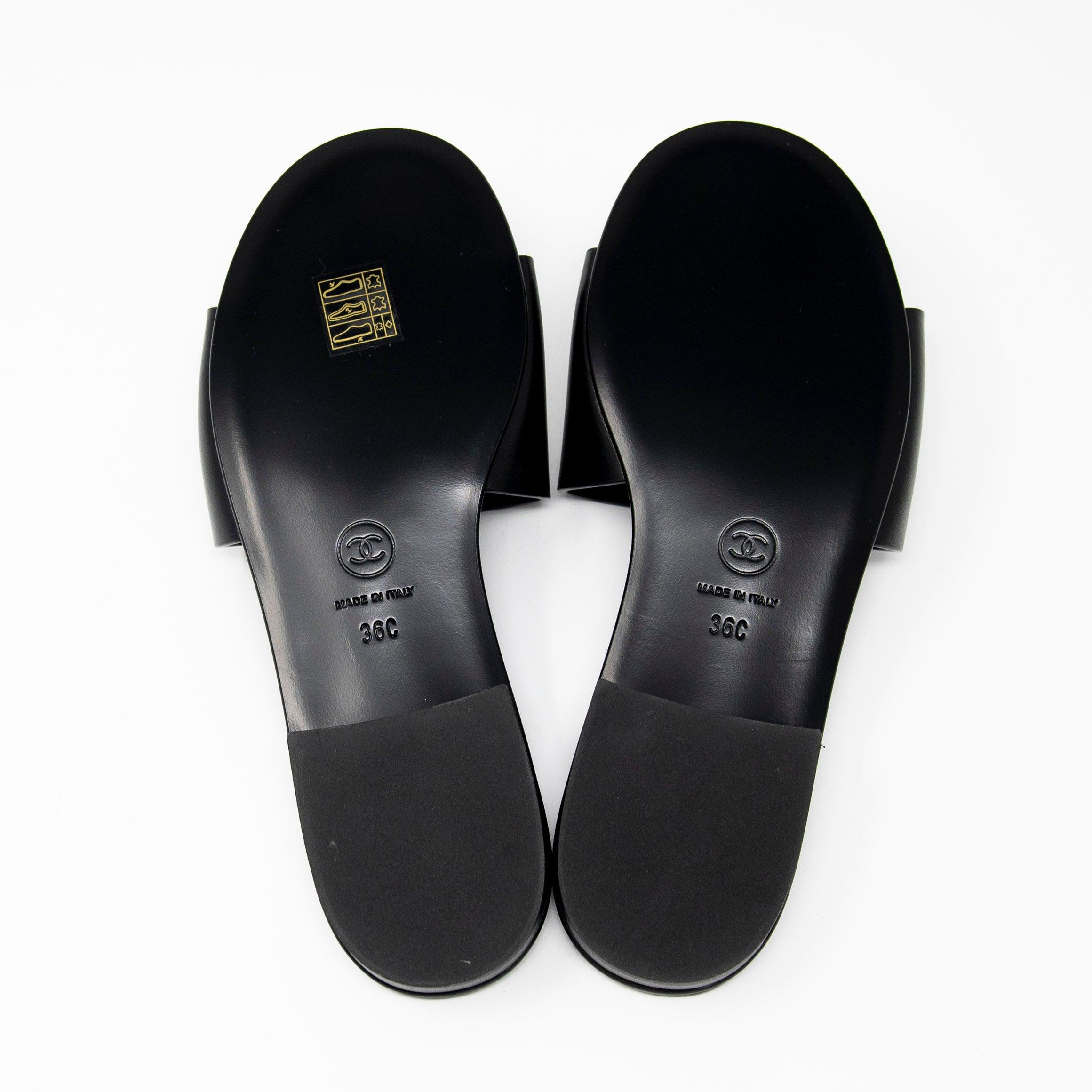 Chanel Black Chanel Logo Sandals 36