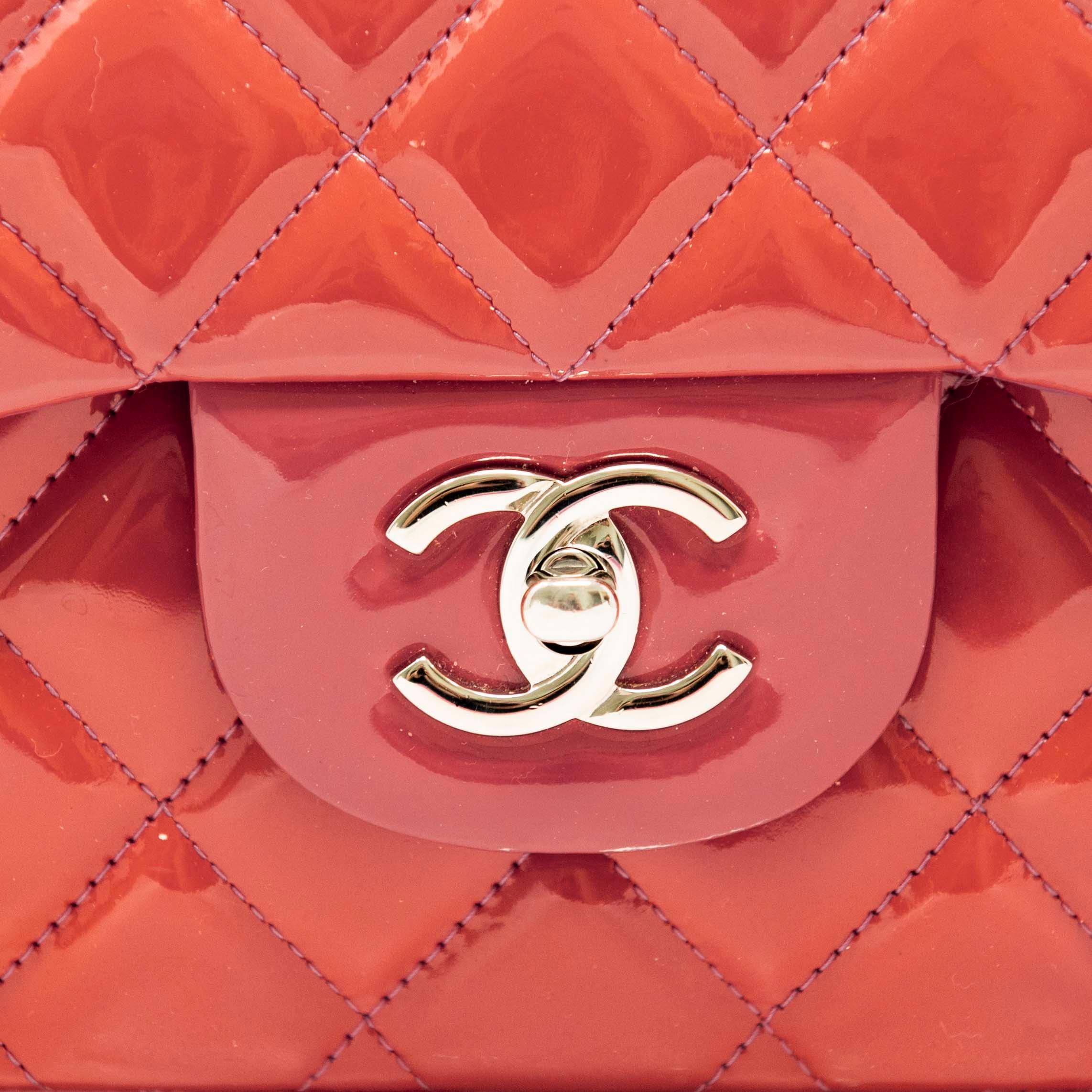 Chanel Pink Patent Classic Jumbo