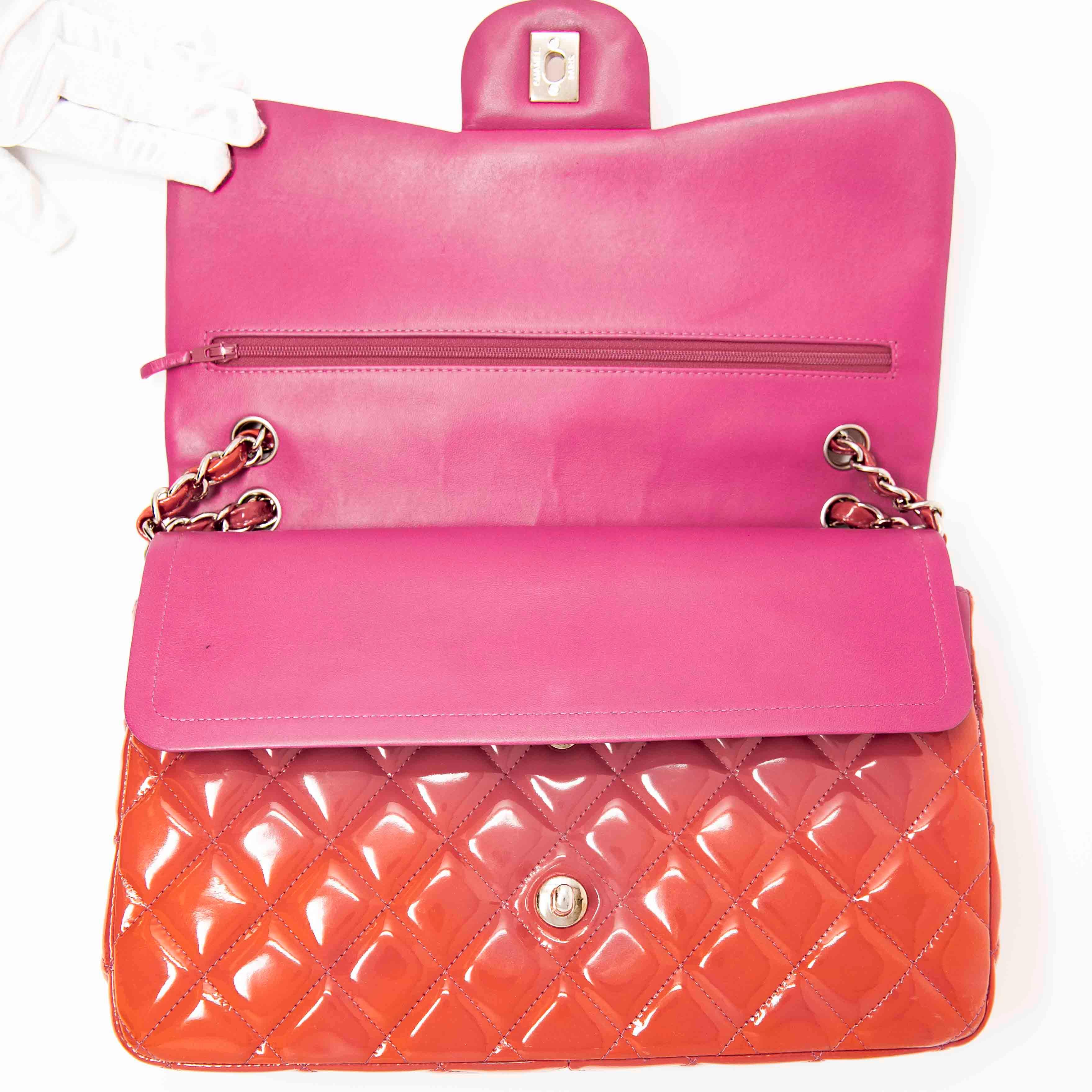 Chanel Pink Patent Classic Jumbo