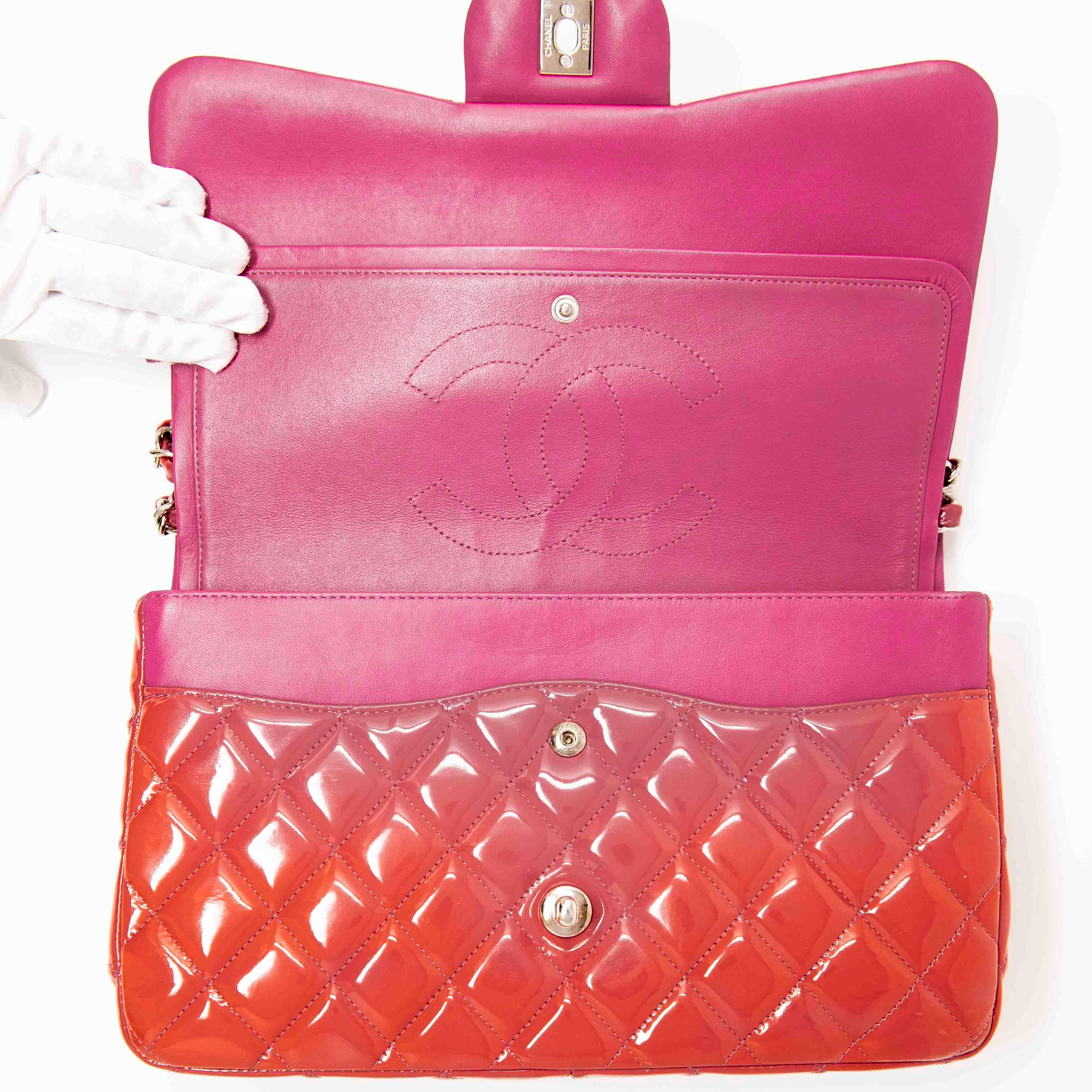 Chanel Pink Patent Classic Jumbo