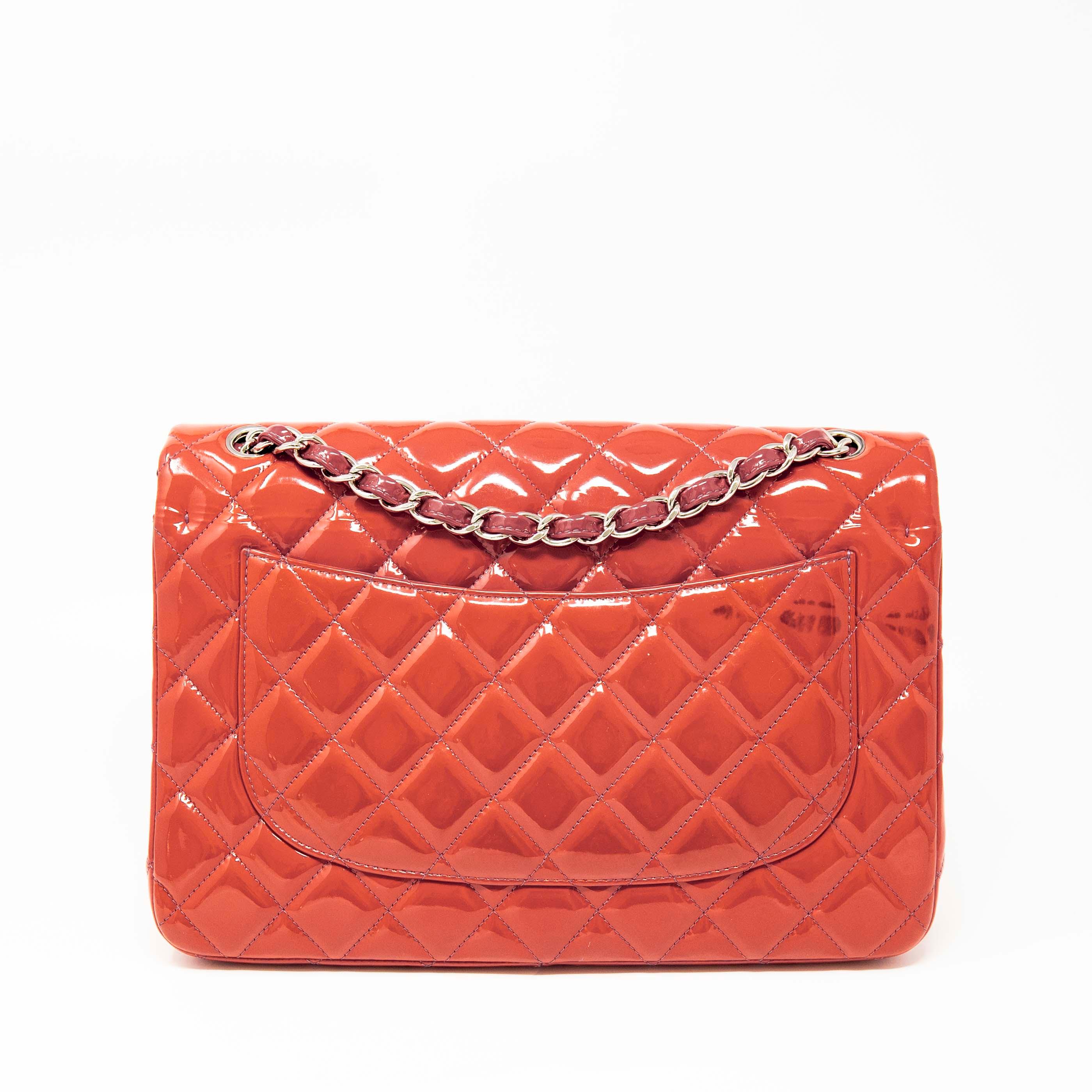 Chanel Pink Patent Classic Jumbo