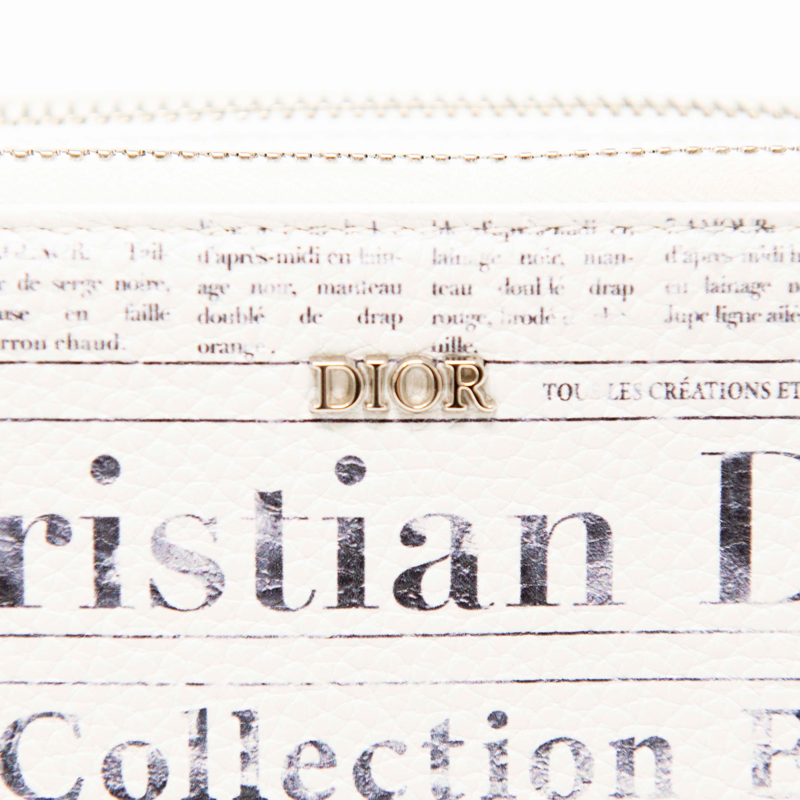 Dior White Double Zip Newspaper Pouch