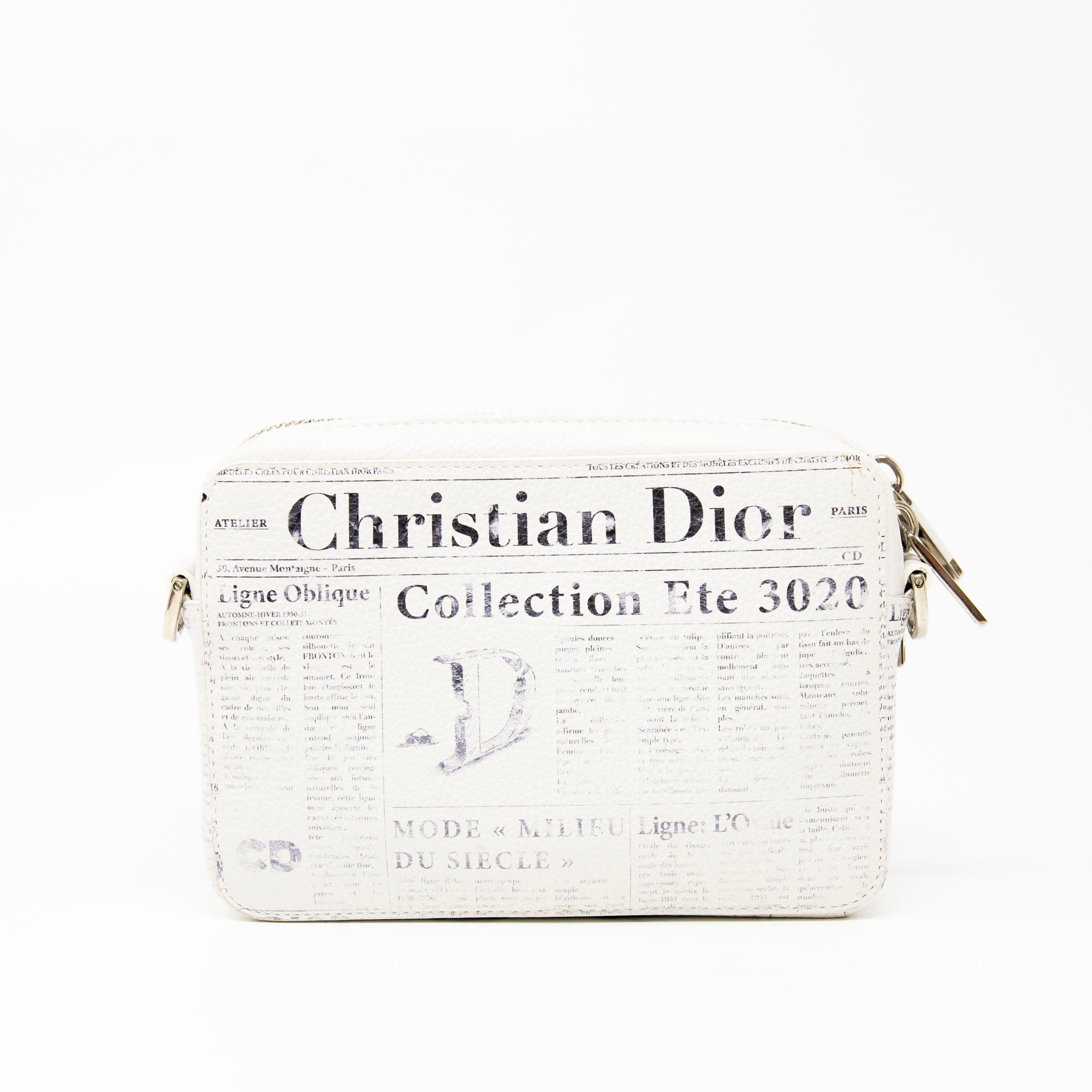 Dior White Double Zip Newspaper Pouch