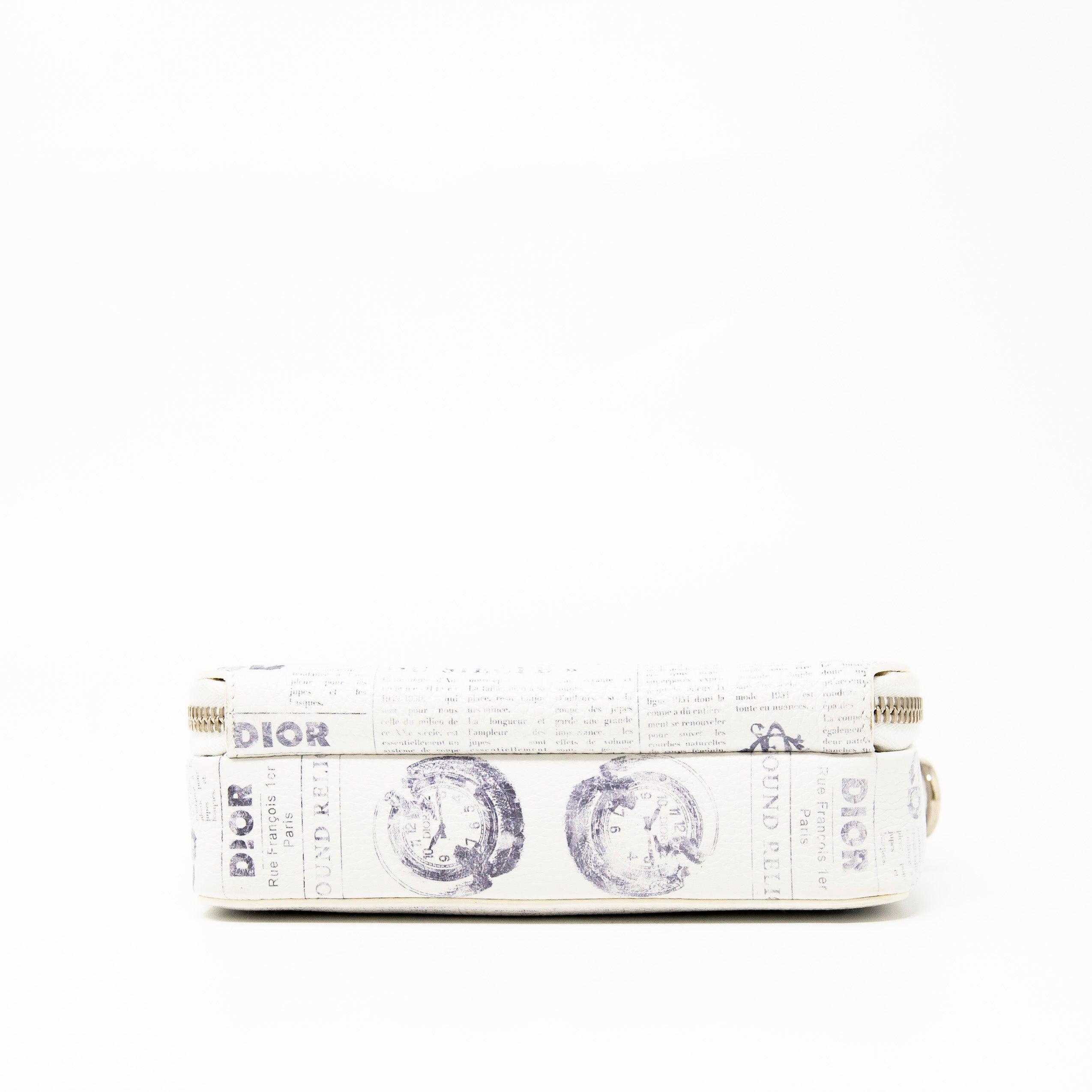 Dior White Double Zip Newspaper Pouch