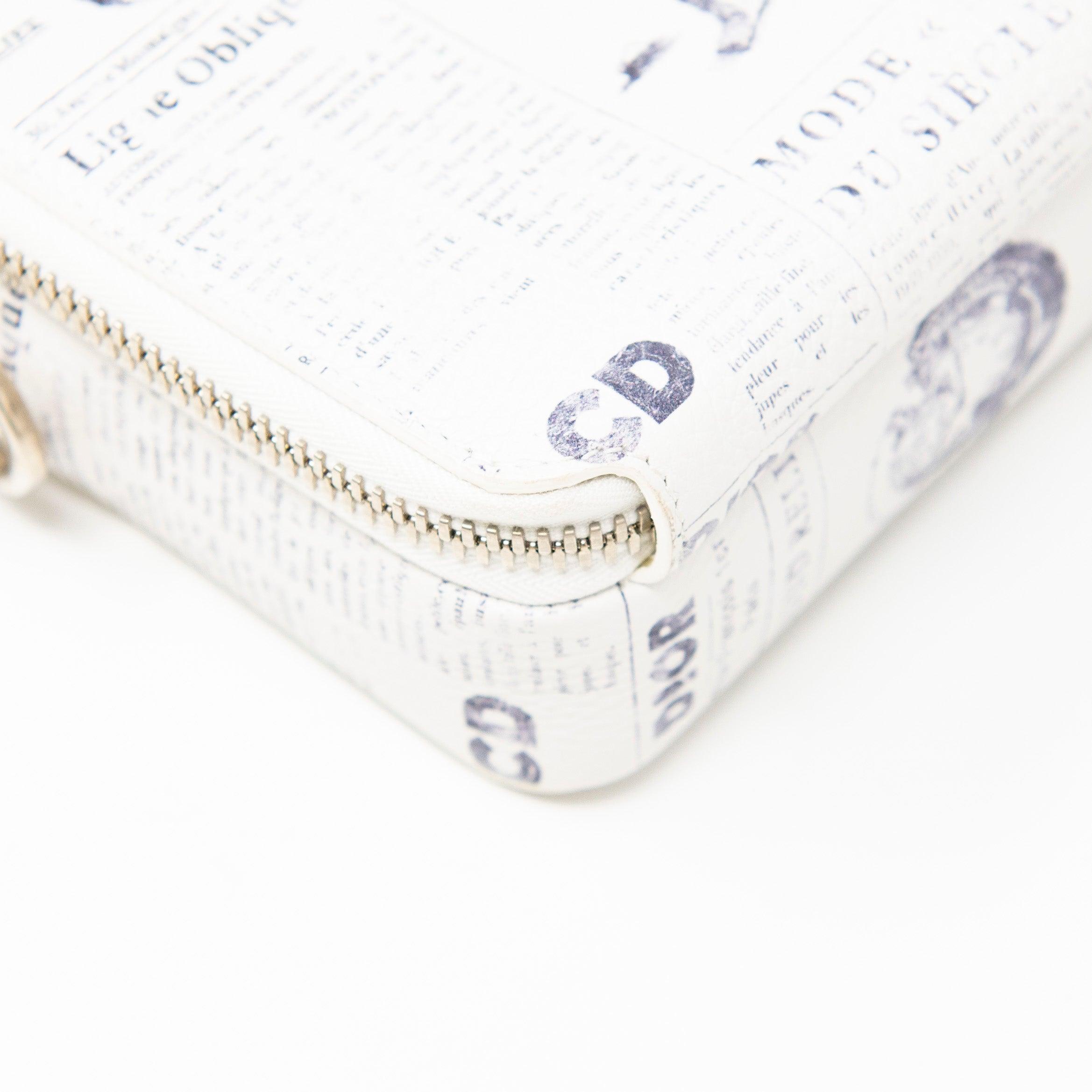 Dior White Double Zip Newspaper Pouch