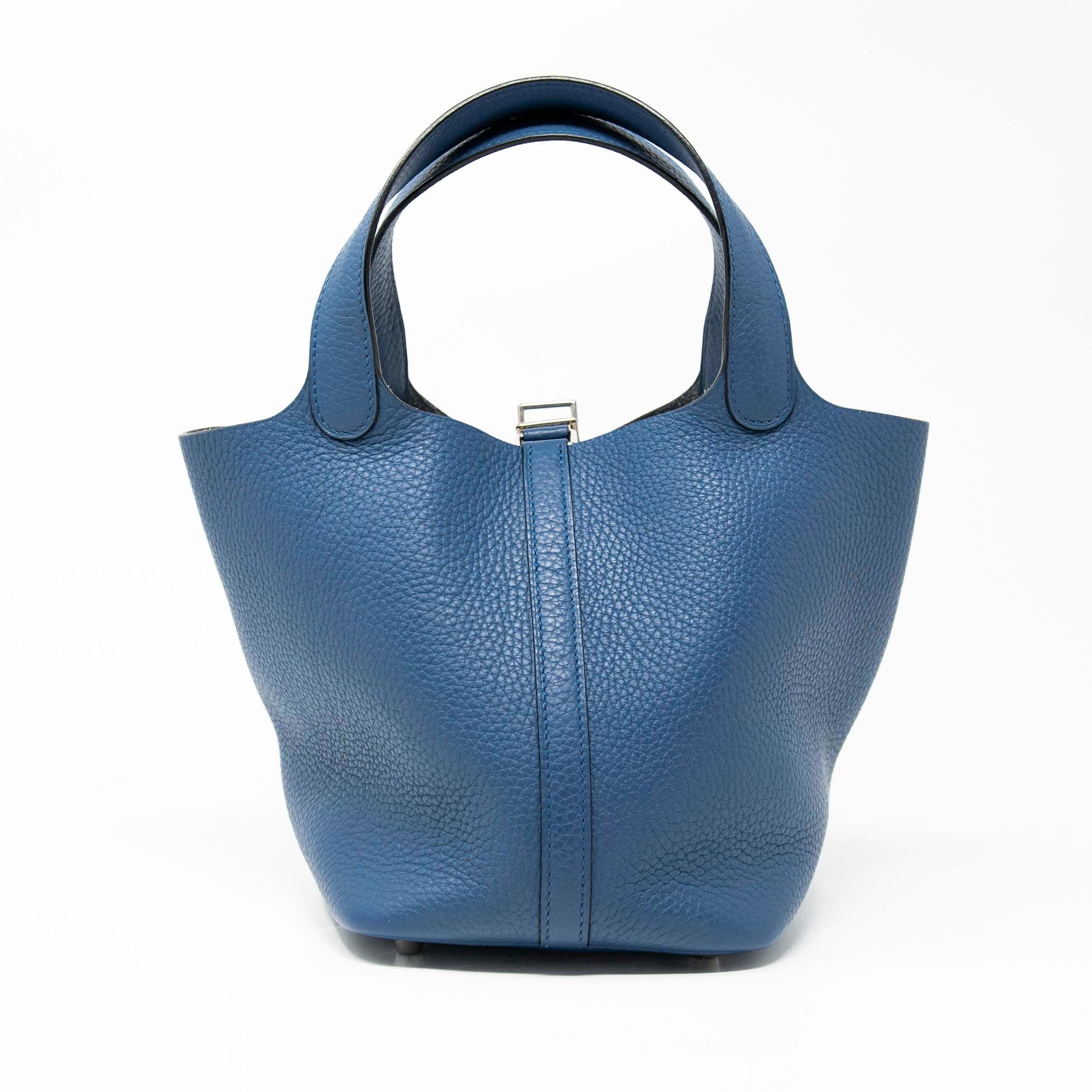 Hermes Bleu Agate Clemence Picotin 18