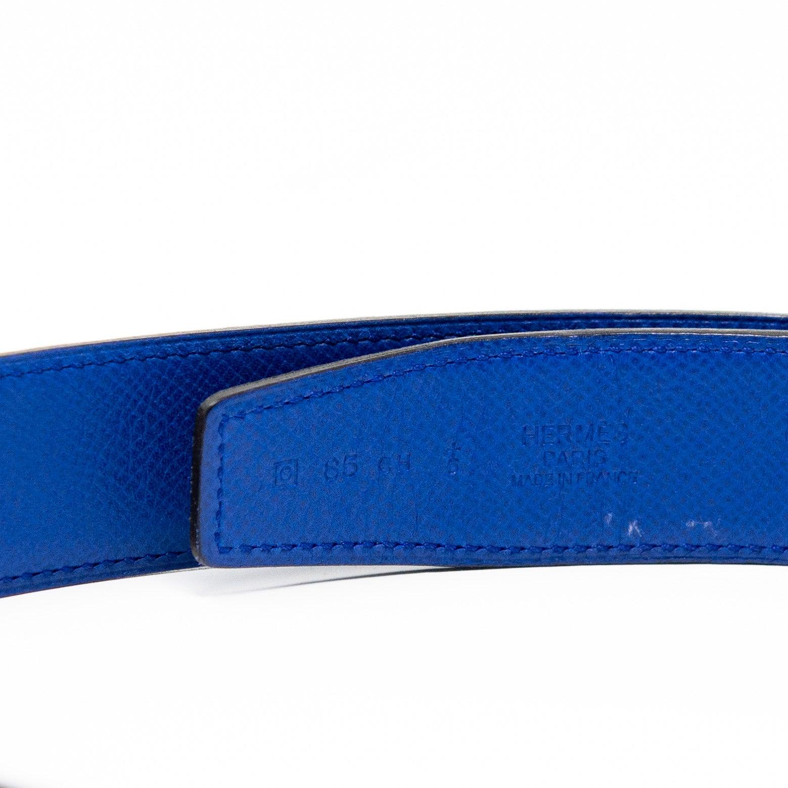 Hermes Bleu Electrique Reversible Belt Strap 85