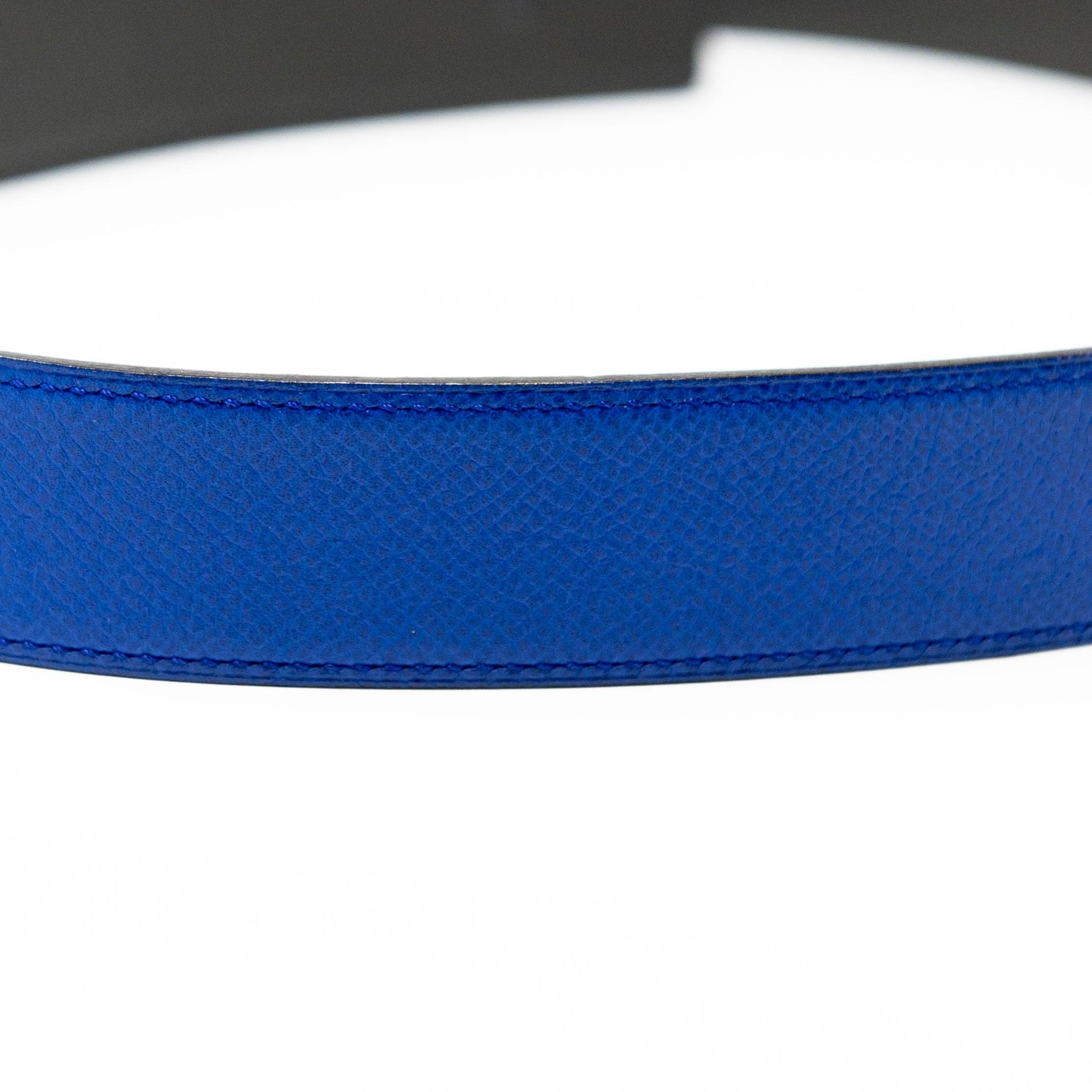 Hermes Bleu Electrique Reversible Belt Strap 85