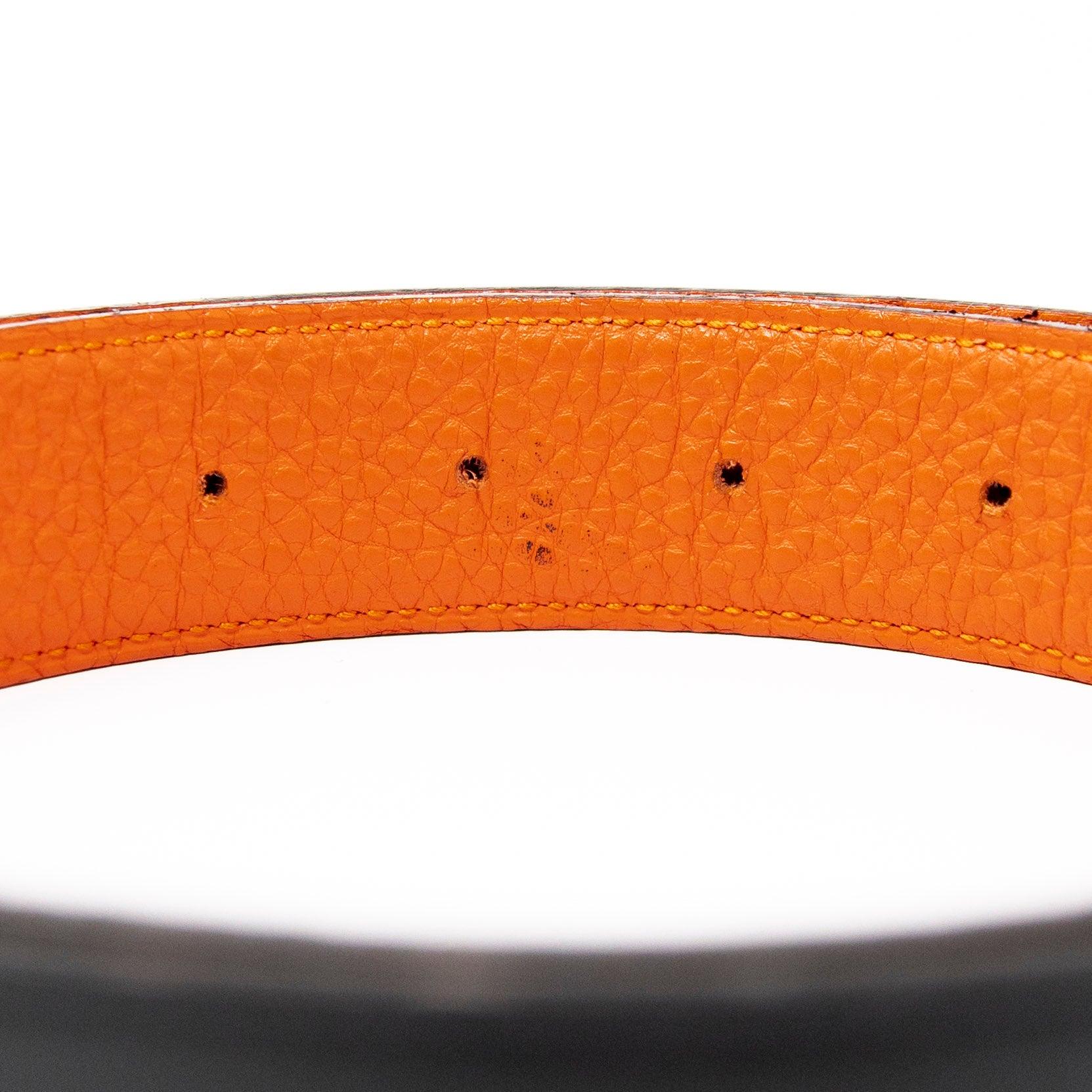 Hermes Orange Reversible Belt Strap 80