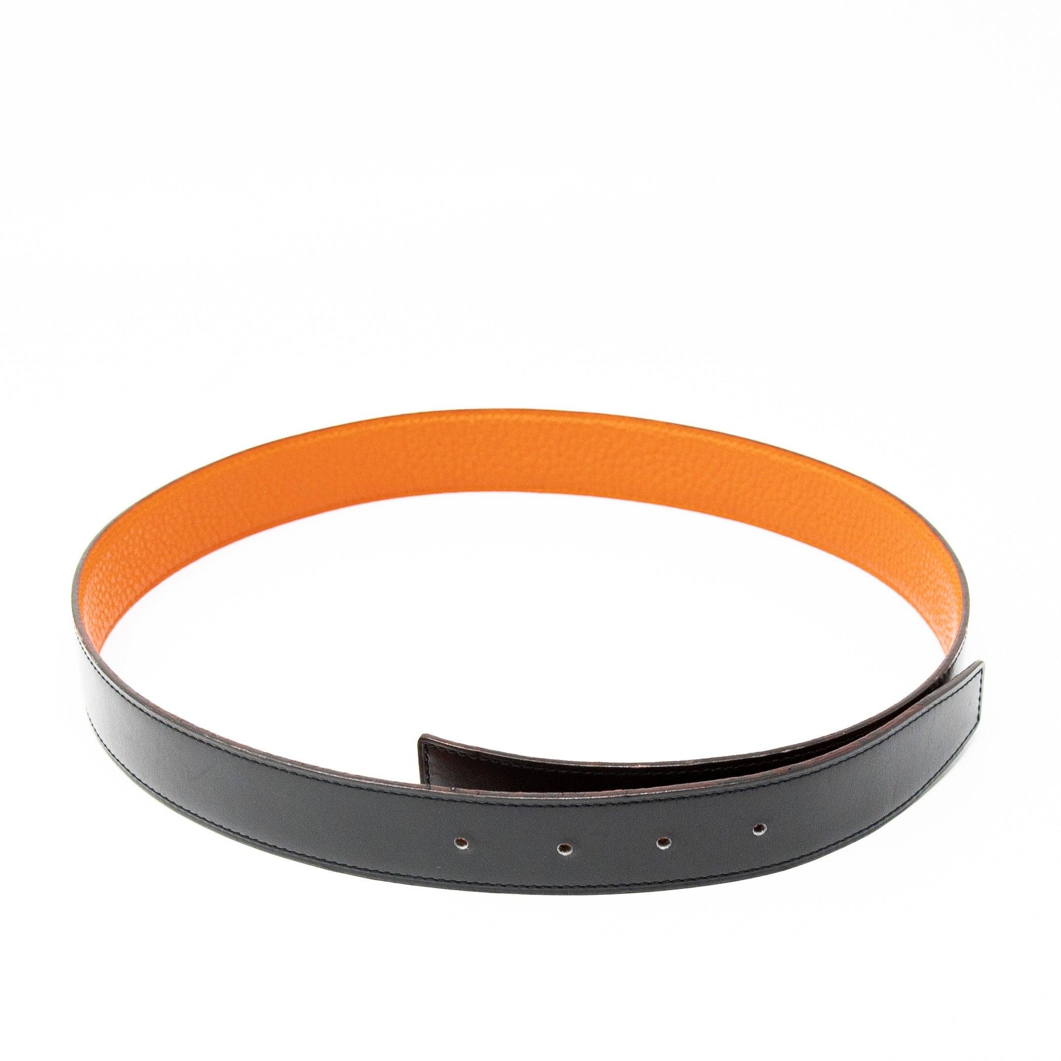 Hermes Orange Reversible Belt Strap 80