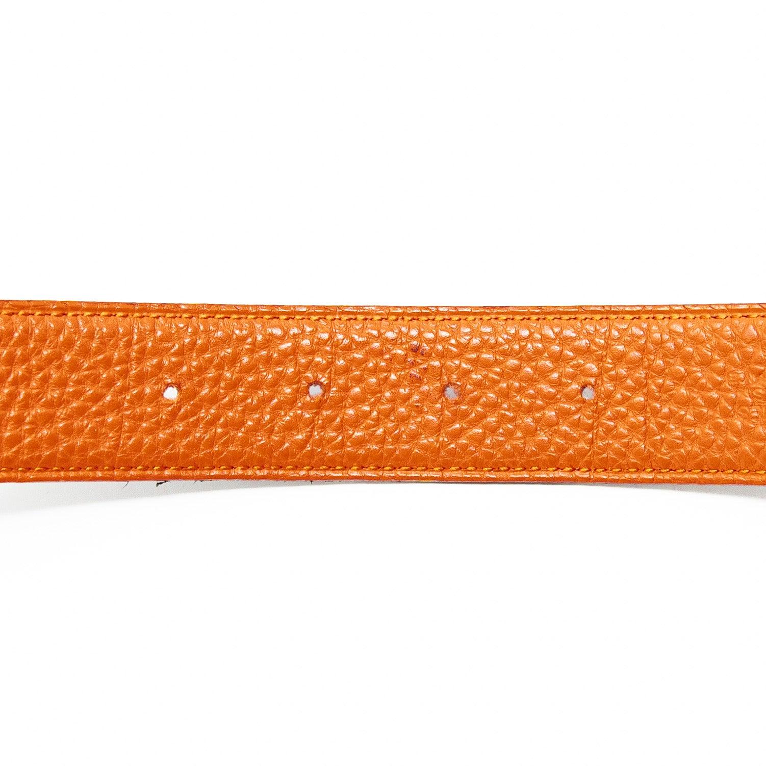 Hermes Orange Reversible Belt Strap 80