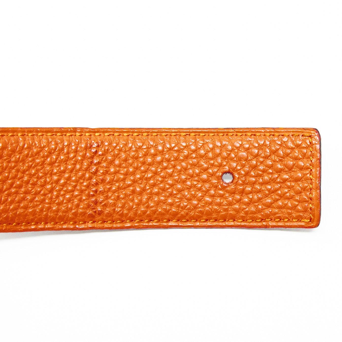 Hermes Orange Reversible Belt Strap 80