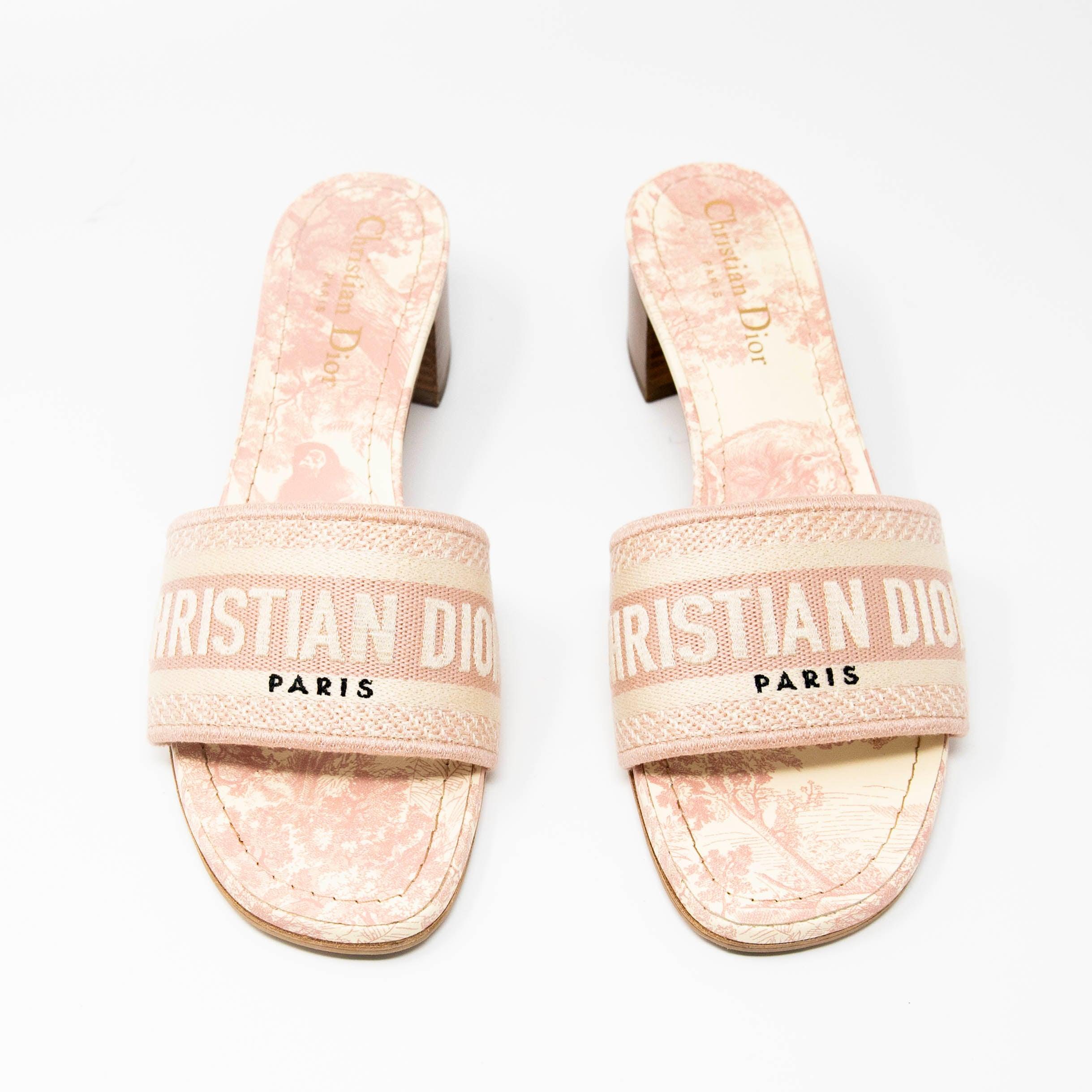 Dior Pink Dway Heeled Slides 37.5