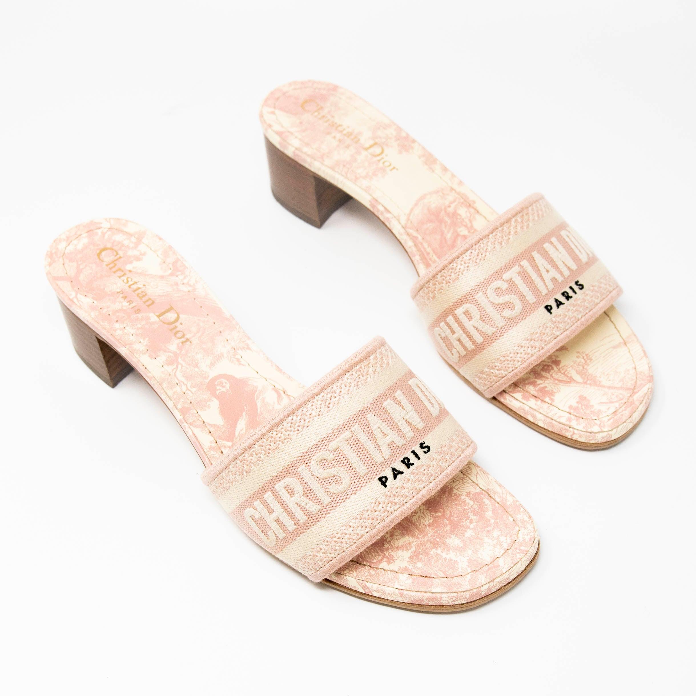 Dior Pink Dway Heeled Slides 37.5