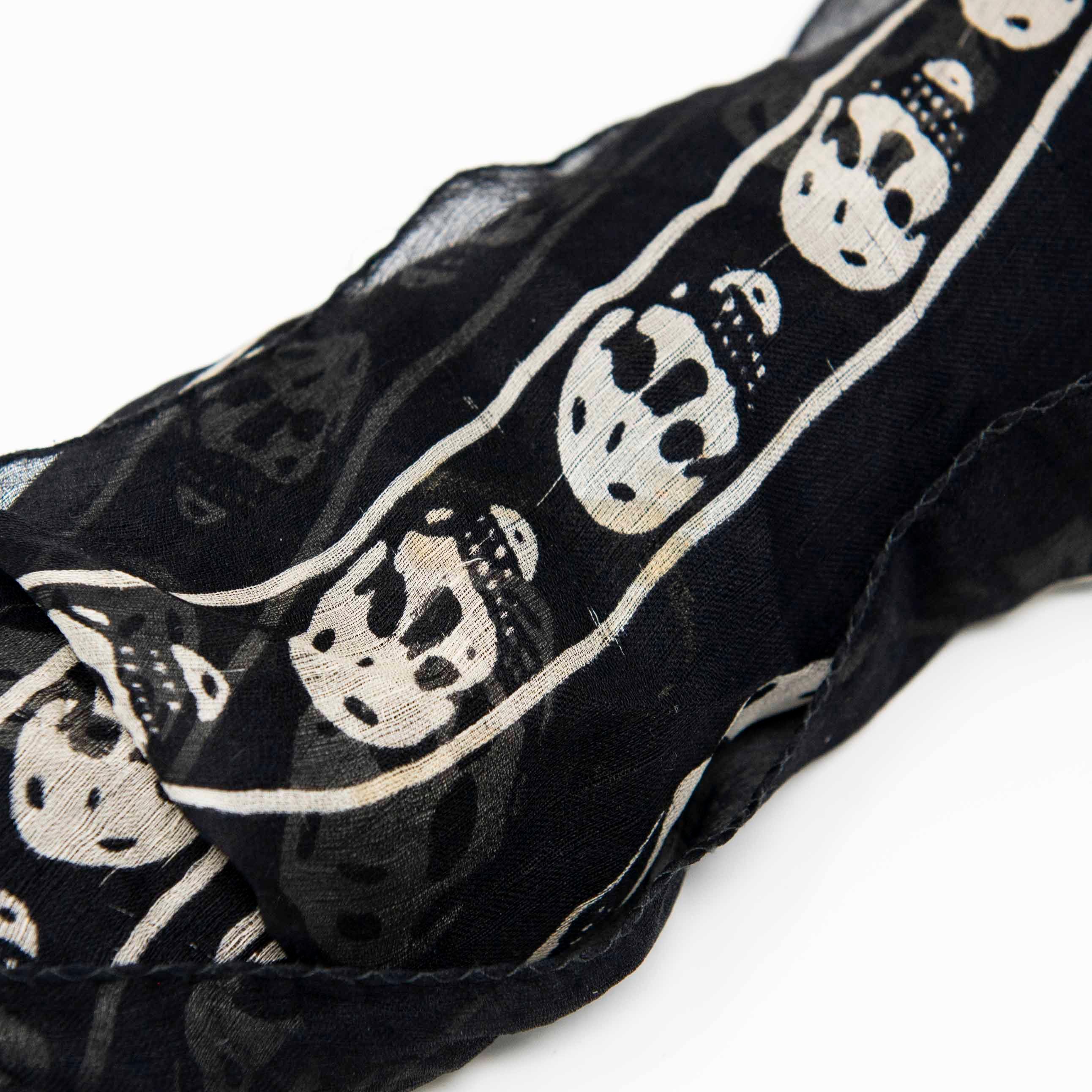 Alexander Mcqueen Black Silk Skull Scarf