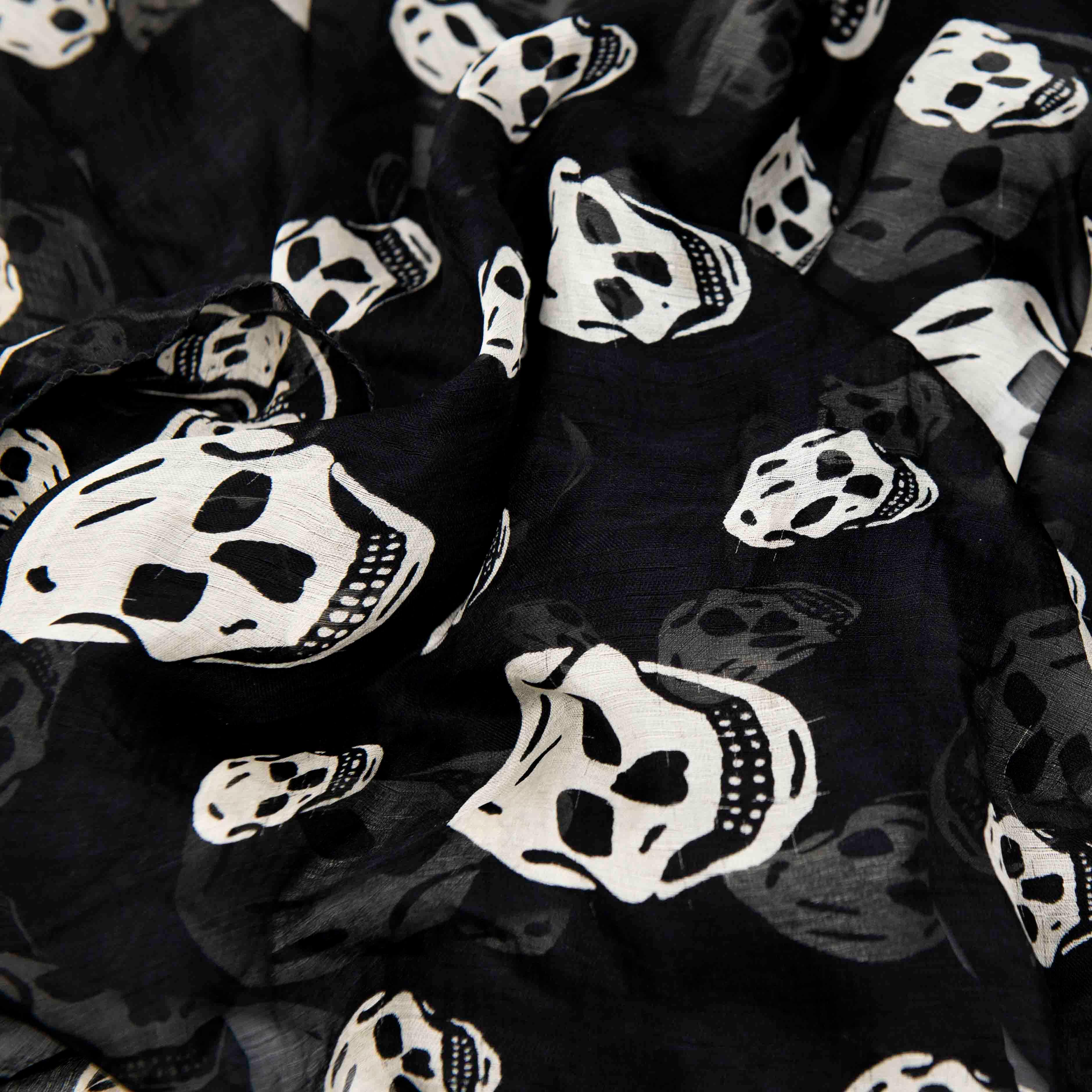 Alexander Mcqueen Black Silk Skull Scarf