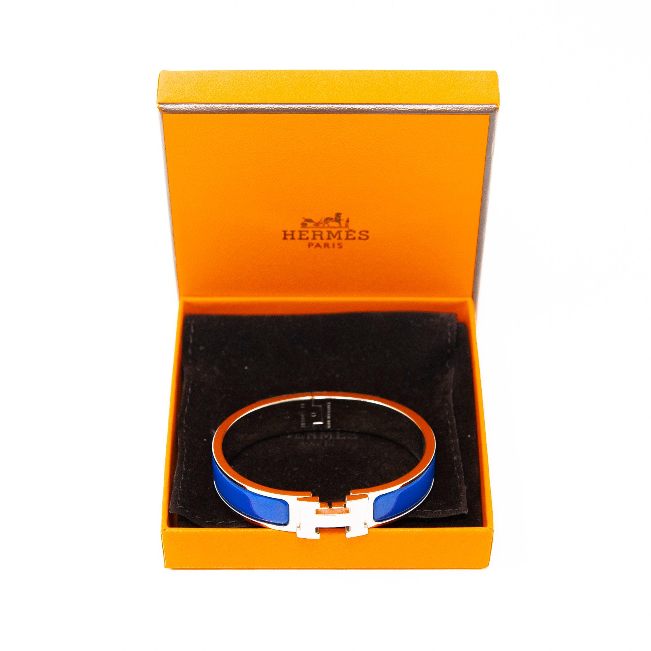 Hermes Blue Clic H Bracelet PM