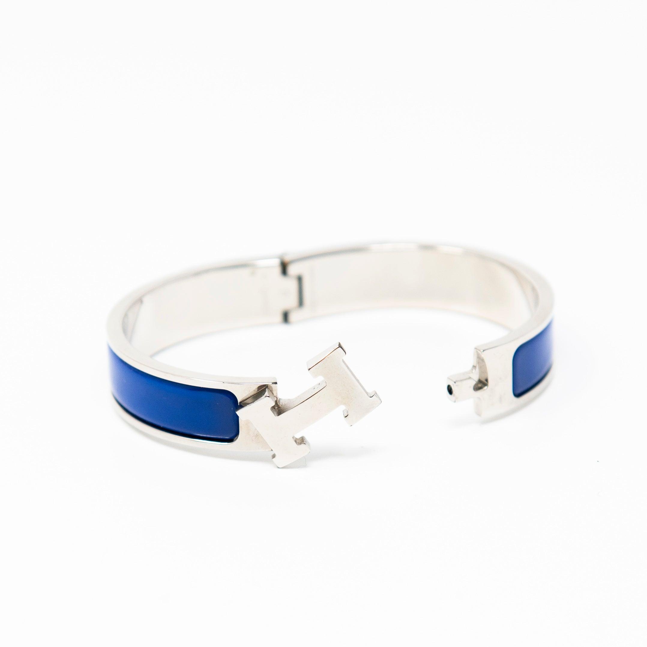 Hermes Blue Clic H Bracelet PM