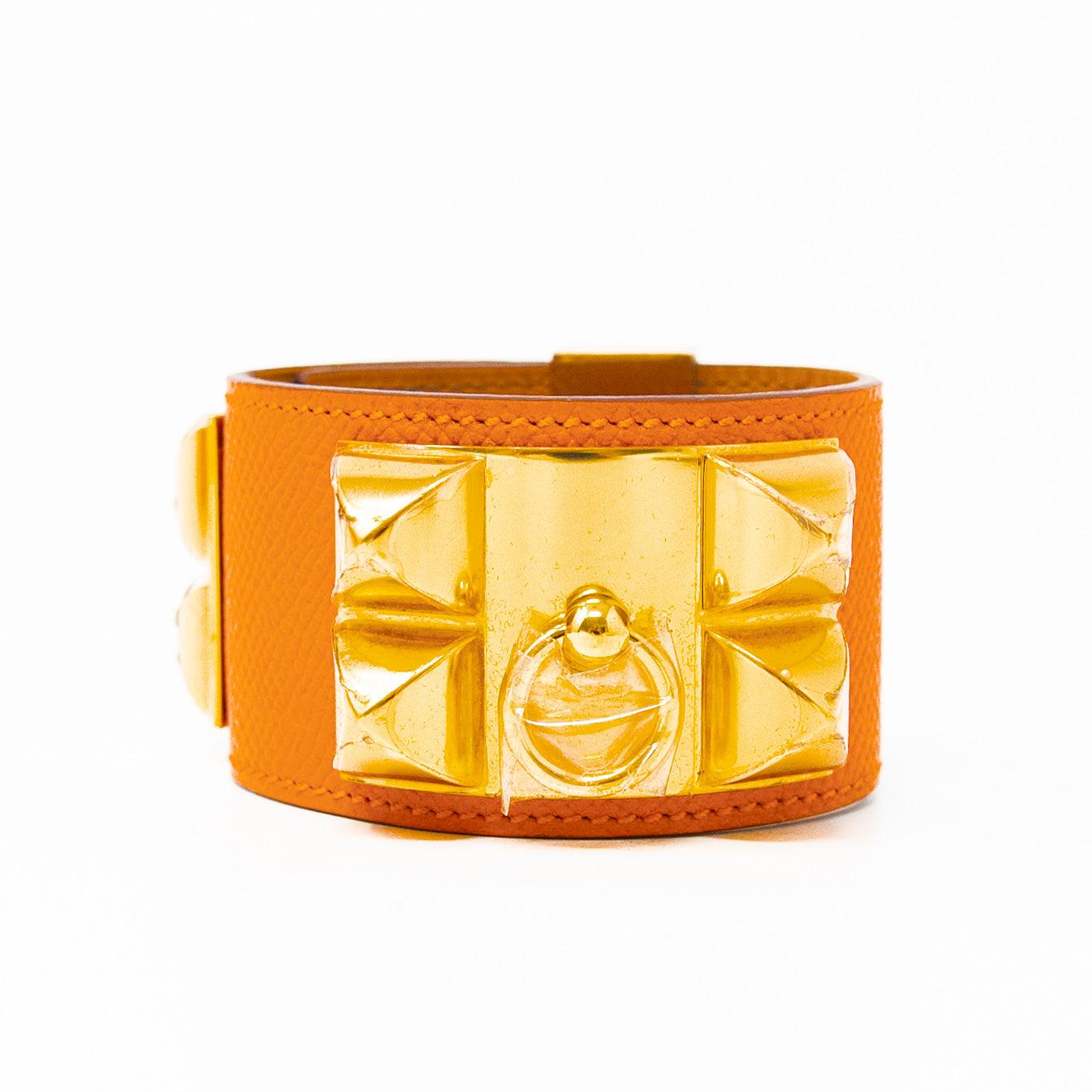 Hermes Orange Collier De Chien Bracelet S