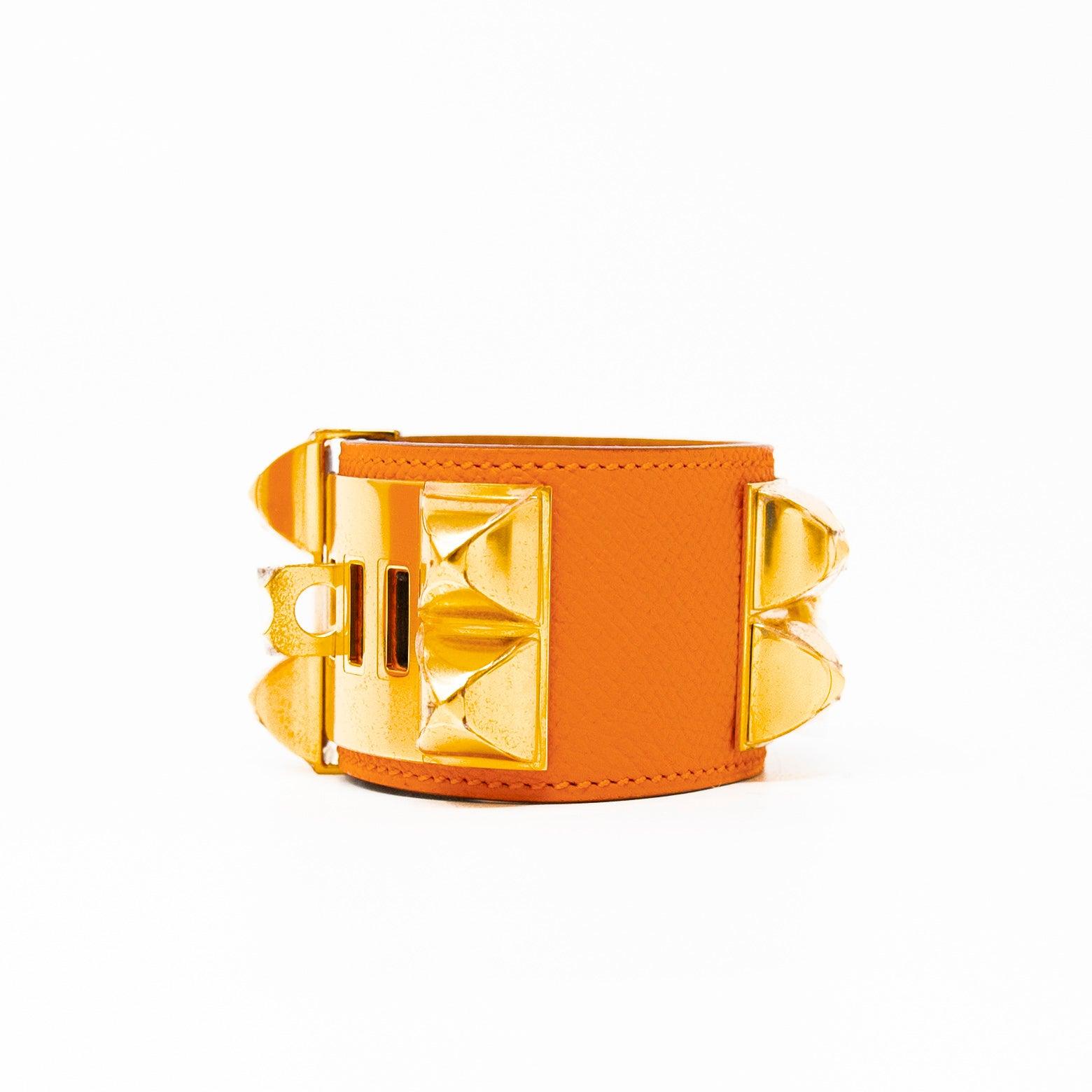 Hermes Orange Collier De Chien Bracelet S