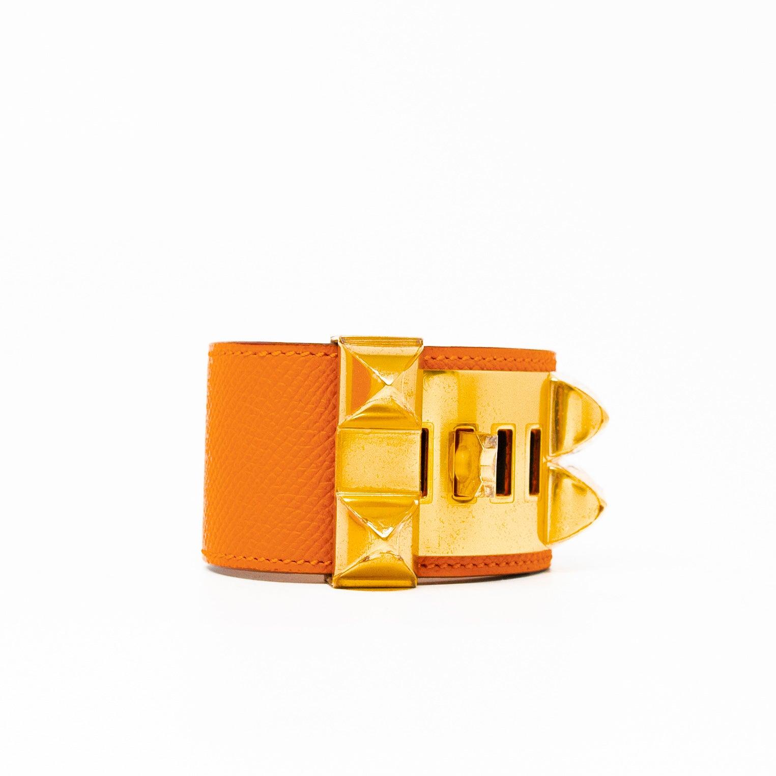 Hermes Orange Collier De Chien Bracelet S