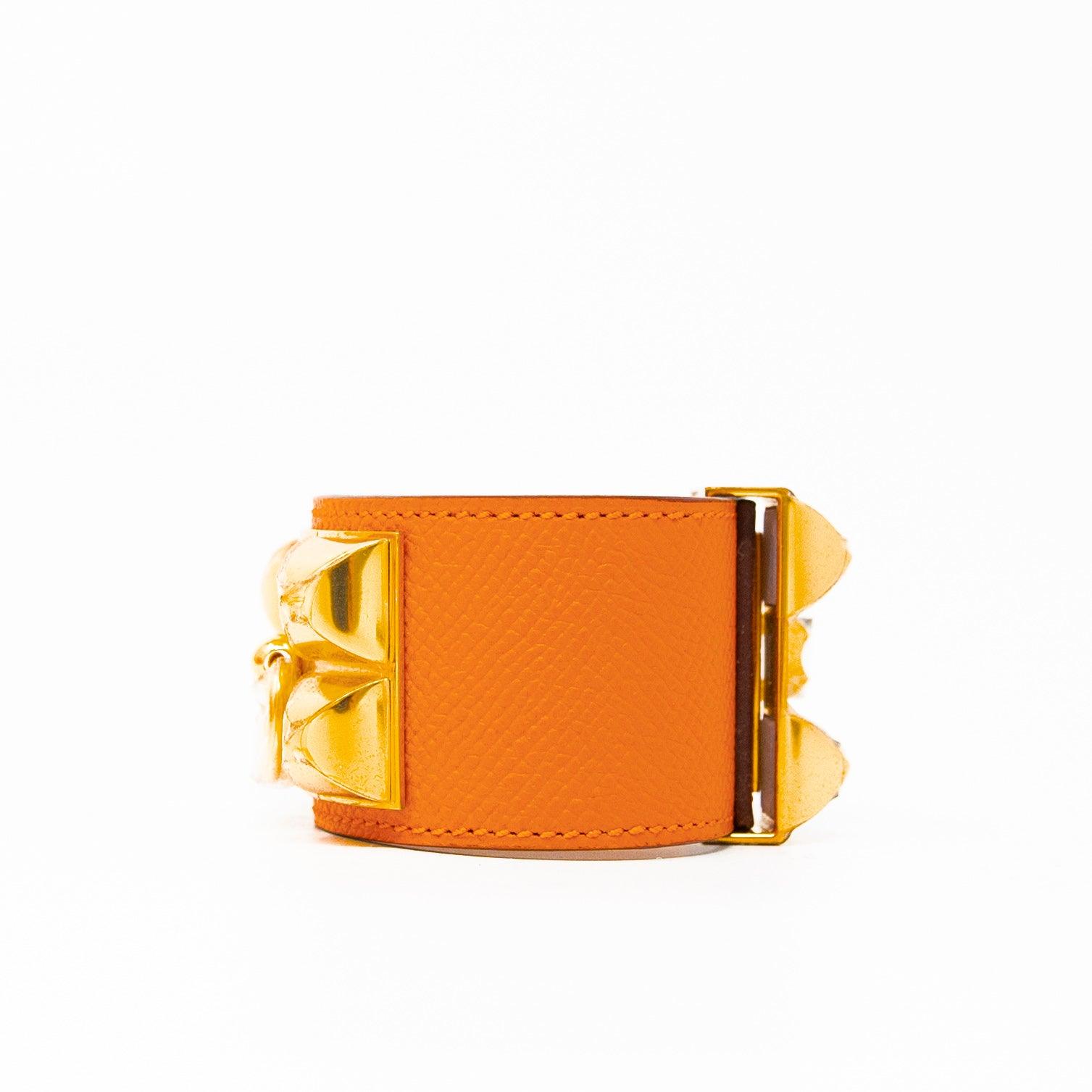 Hermes Orange Collier De Chien Bracelet S