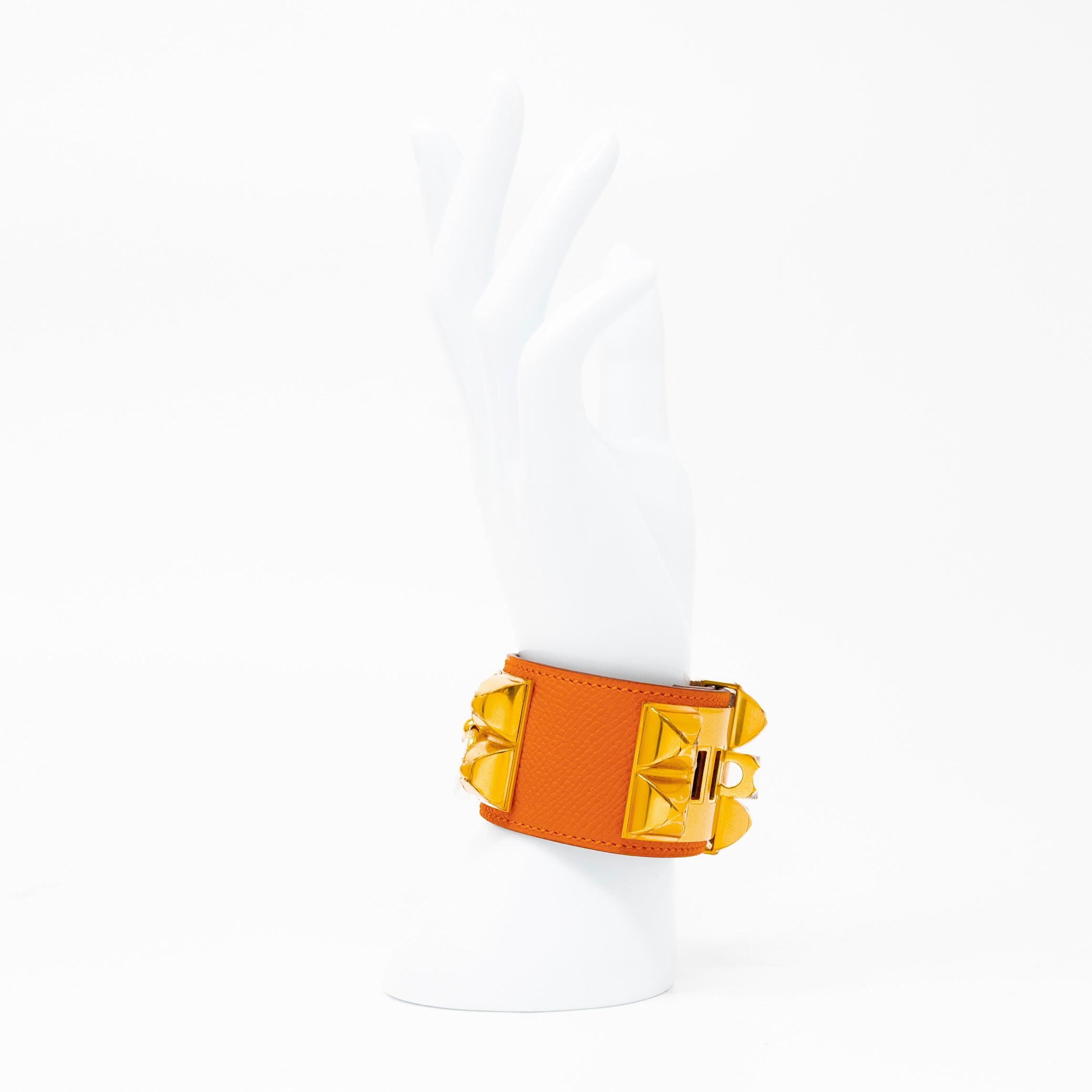 Hermes Orange Collier De Chien Bracelet S