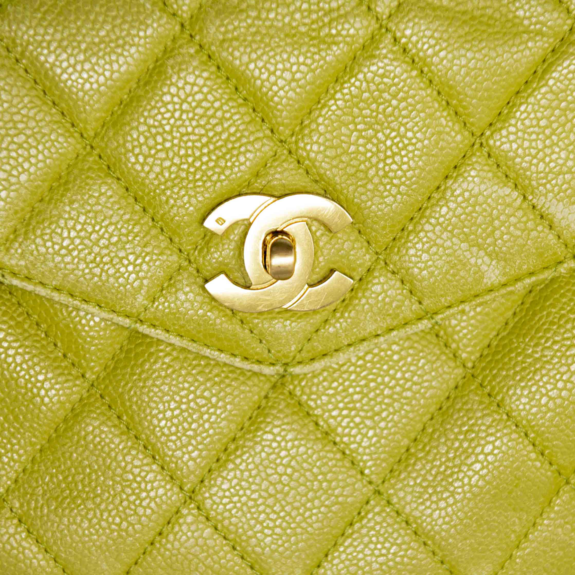 Chanel Lime Green Front Pocket Tote