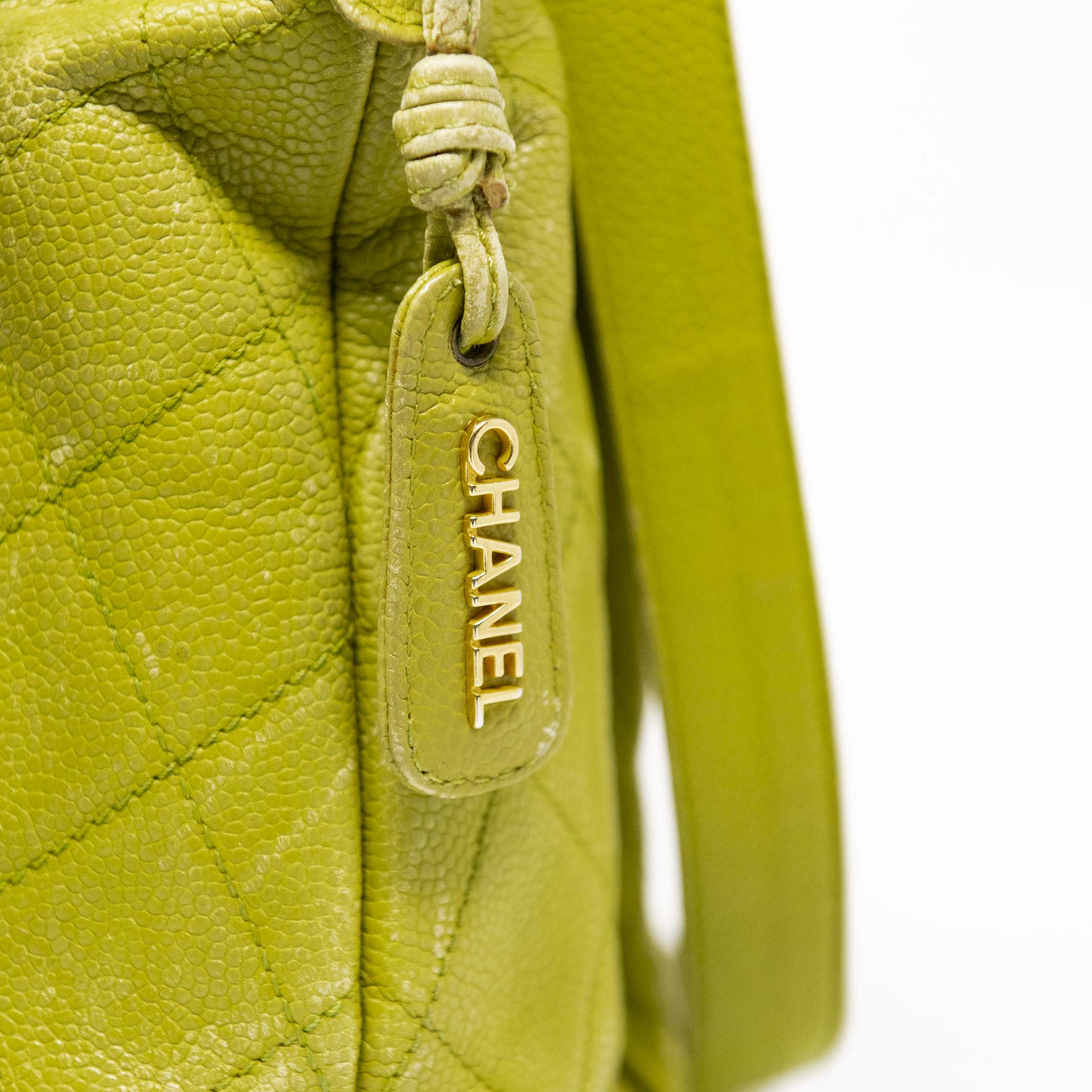 Chanel Lime Green Front Pocket Tote