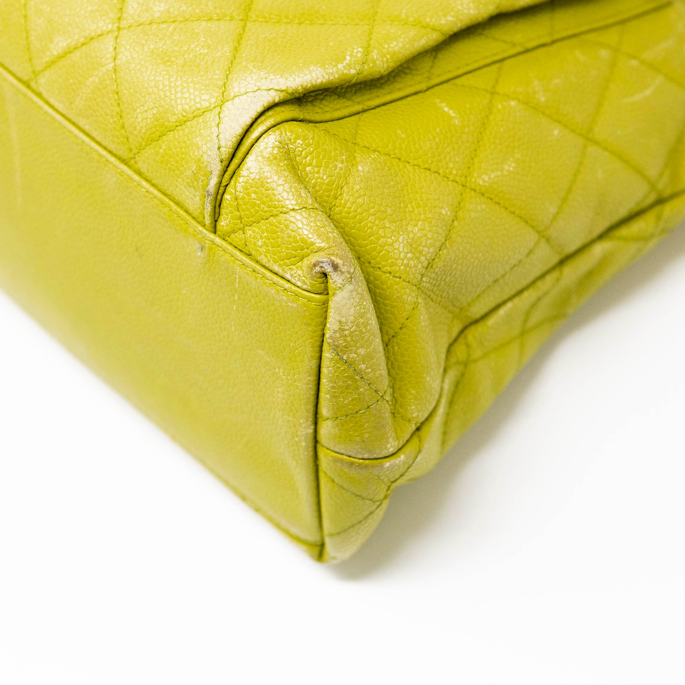 Chanel Lime Green Front Pocket Tote