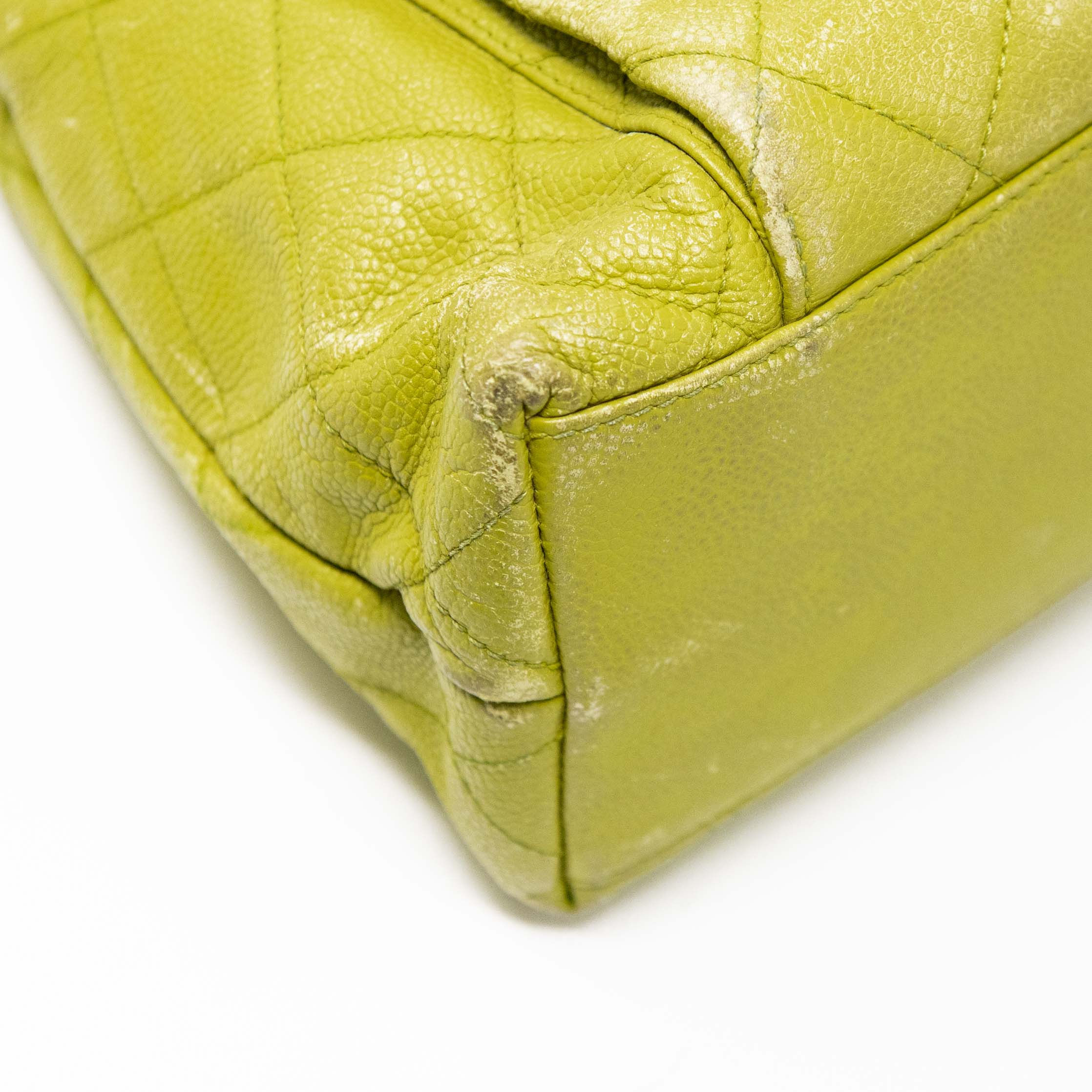 Chanel Lime Green Front Pocket Tote