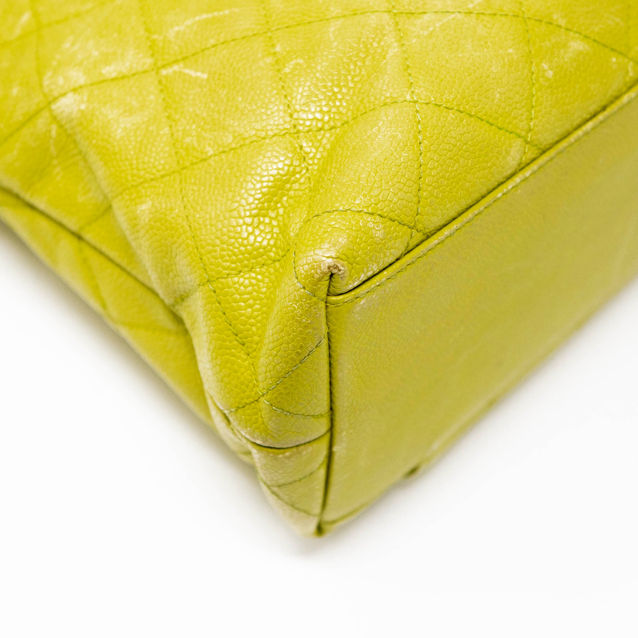 Chanel Lime Green Front Pocket Tote