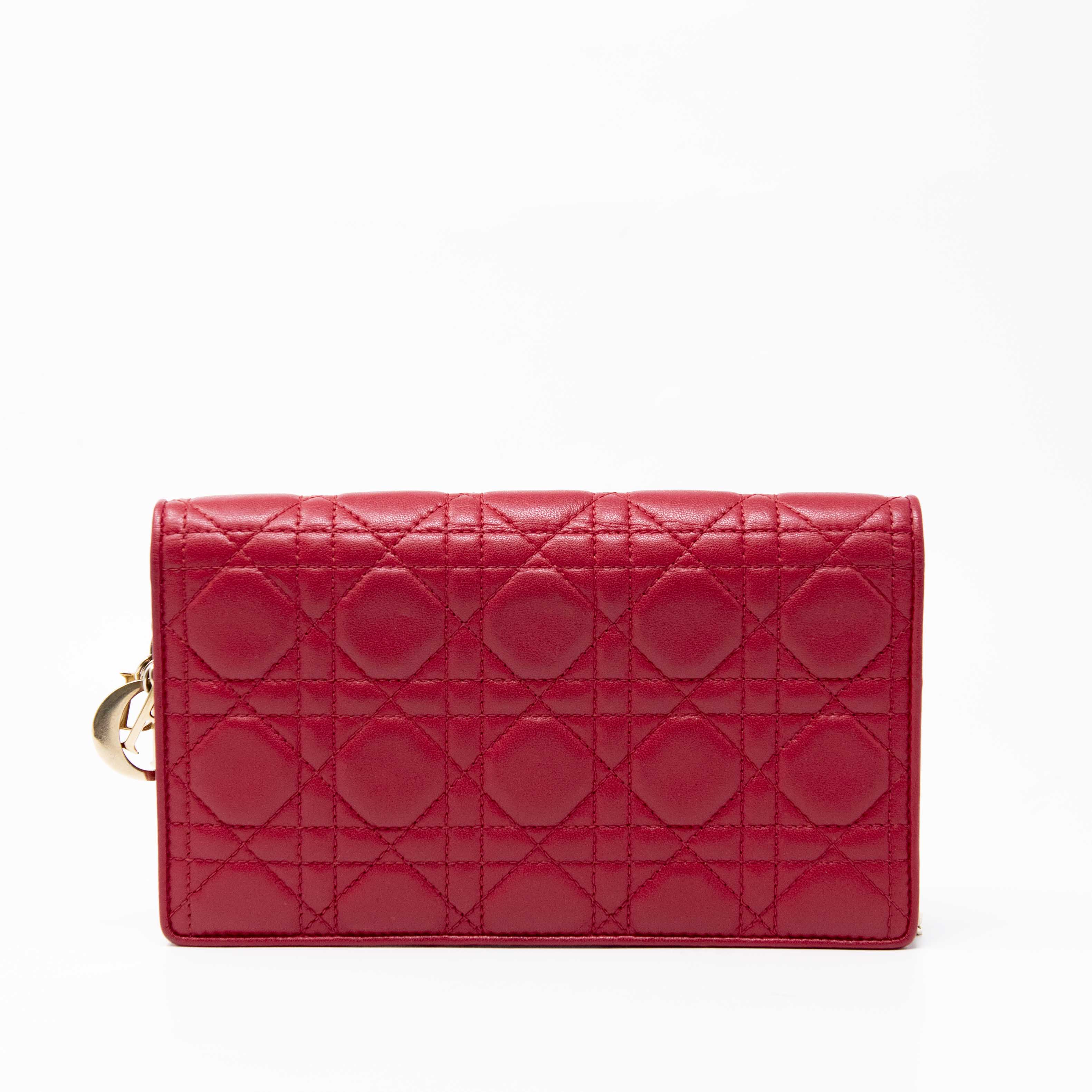 Dior Red Lady Dior Pouch with Chain