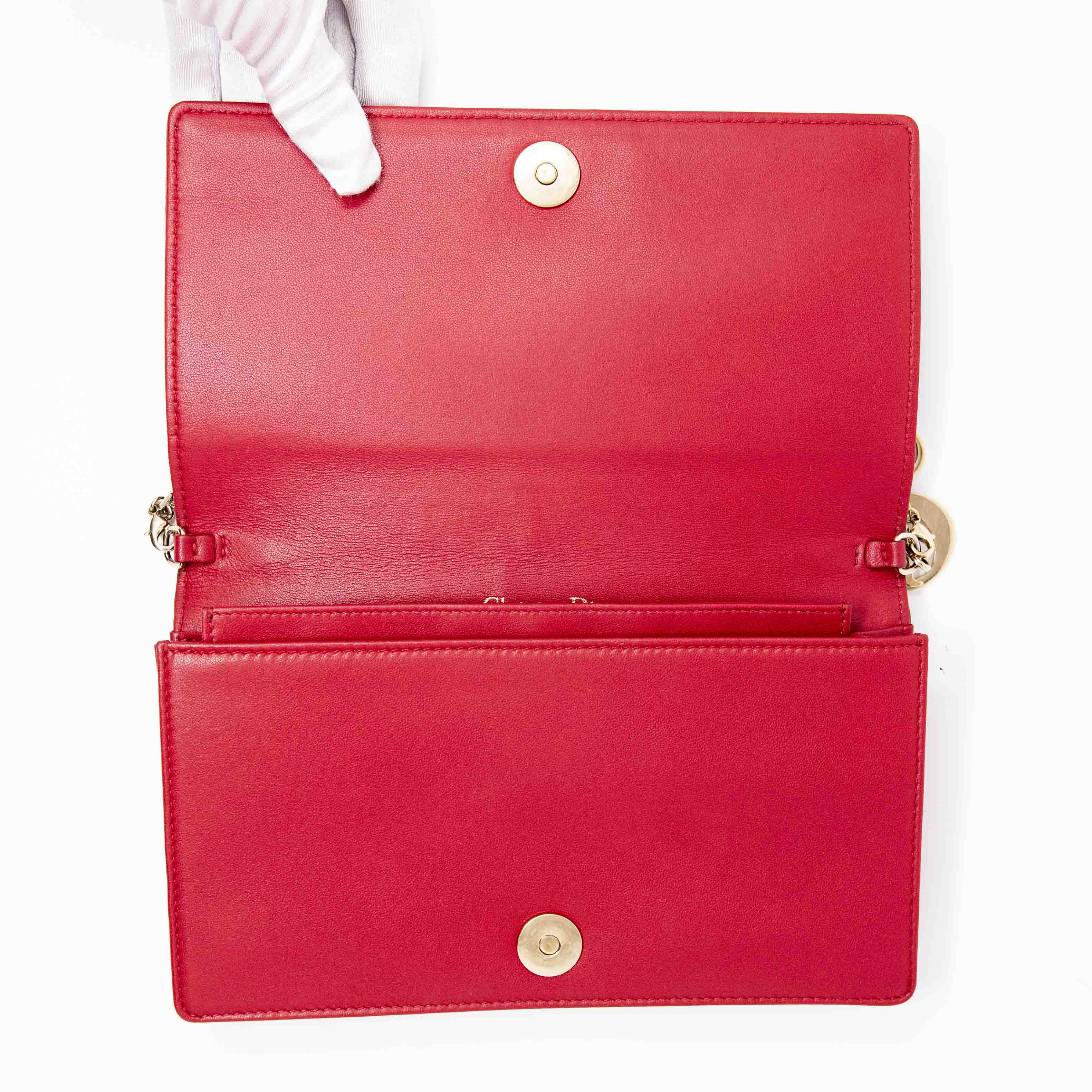 Dior Red Lady Dior Pouch with Chain