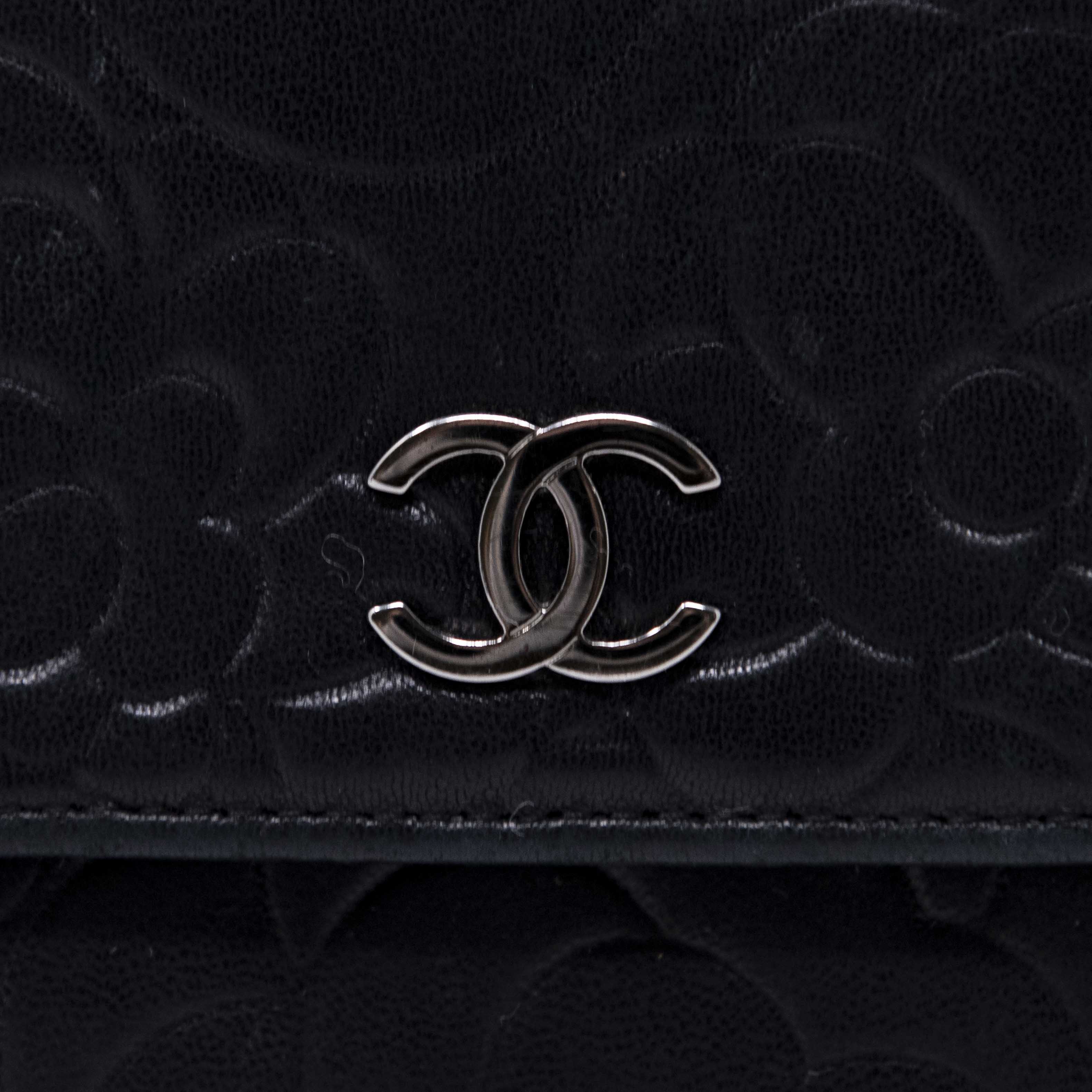 Chanel Black Camellia Trifold Wallet