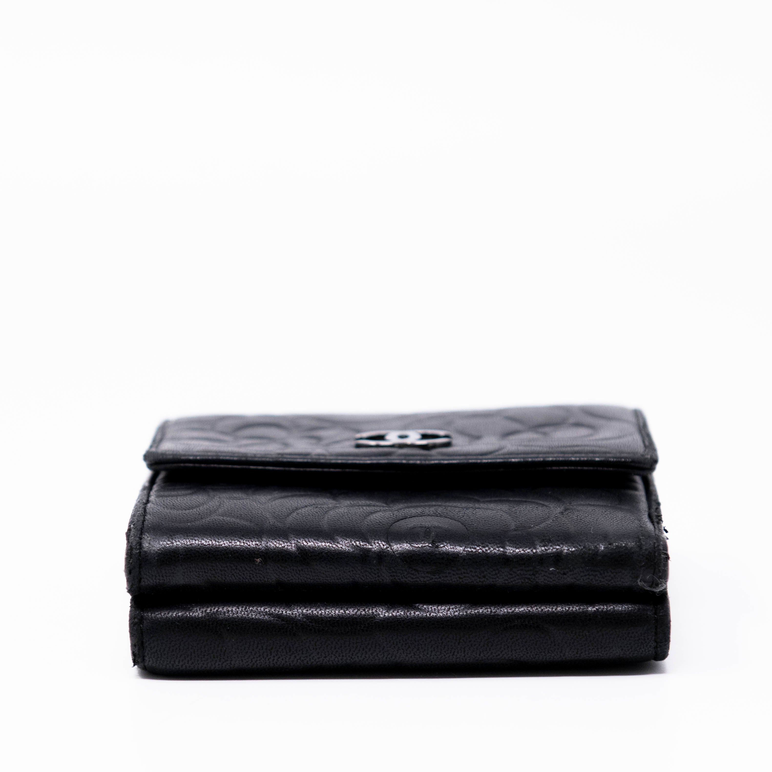 Chanel Black Camellia Trifold Wallet