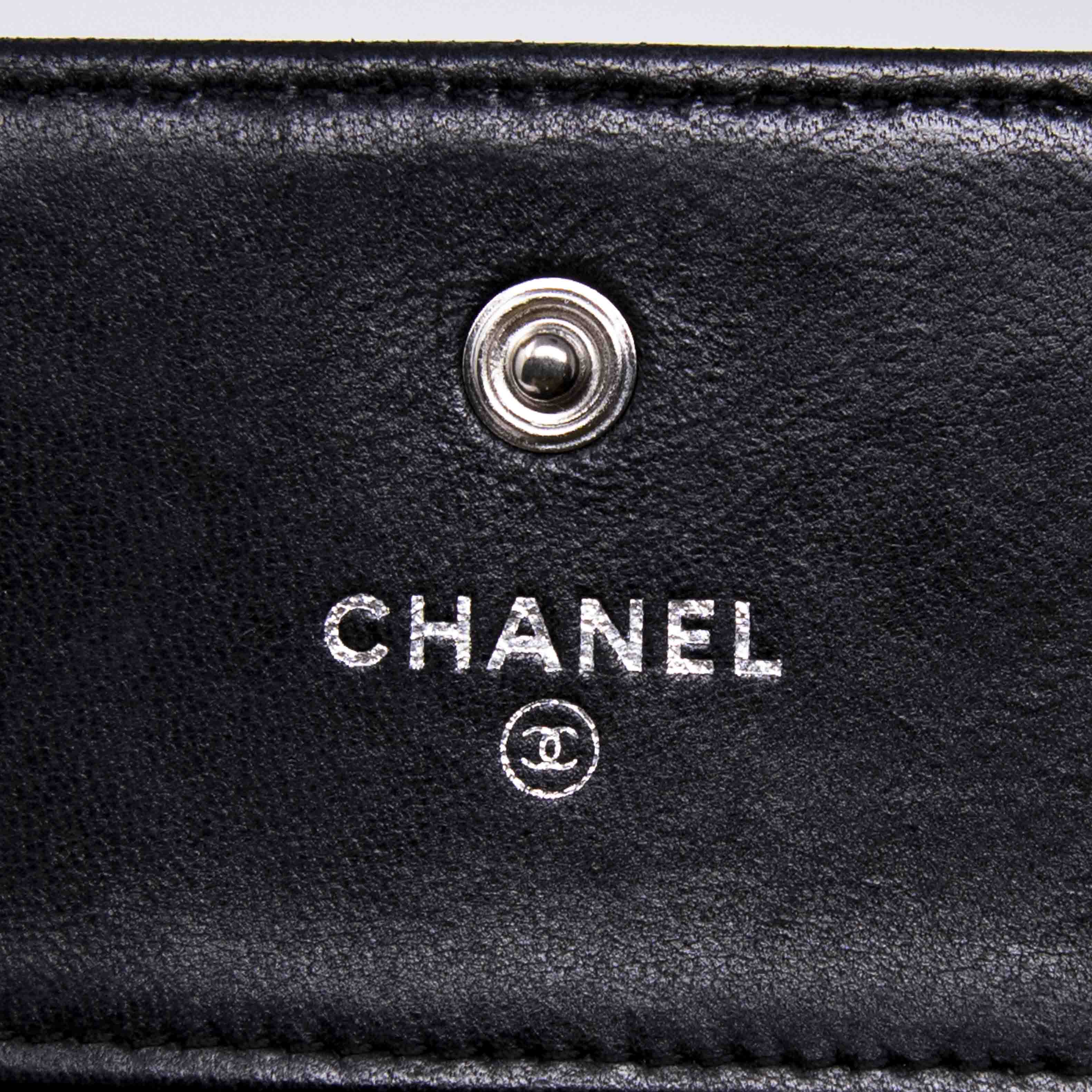 Chanel Black Camellia Trifold Wallet